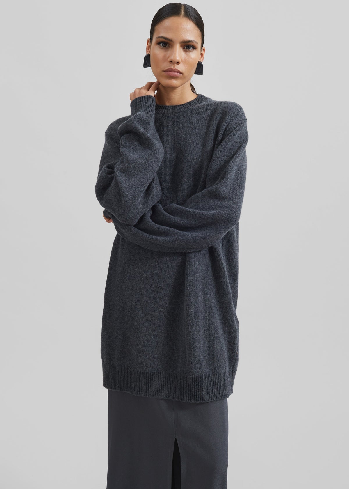 Maxime Knit Sweater Dress - Dark Grey Melange – view 2 of 10