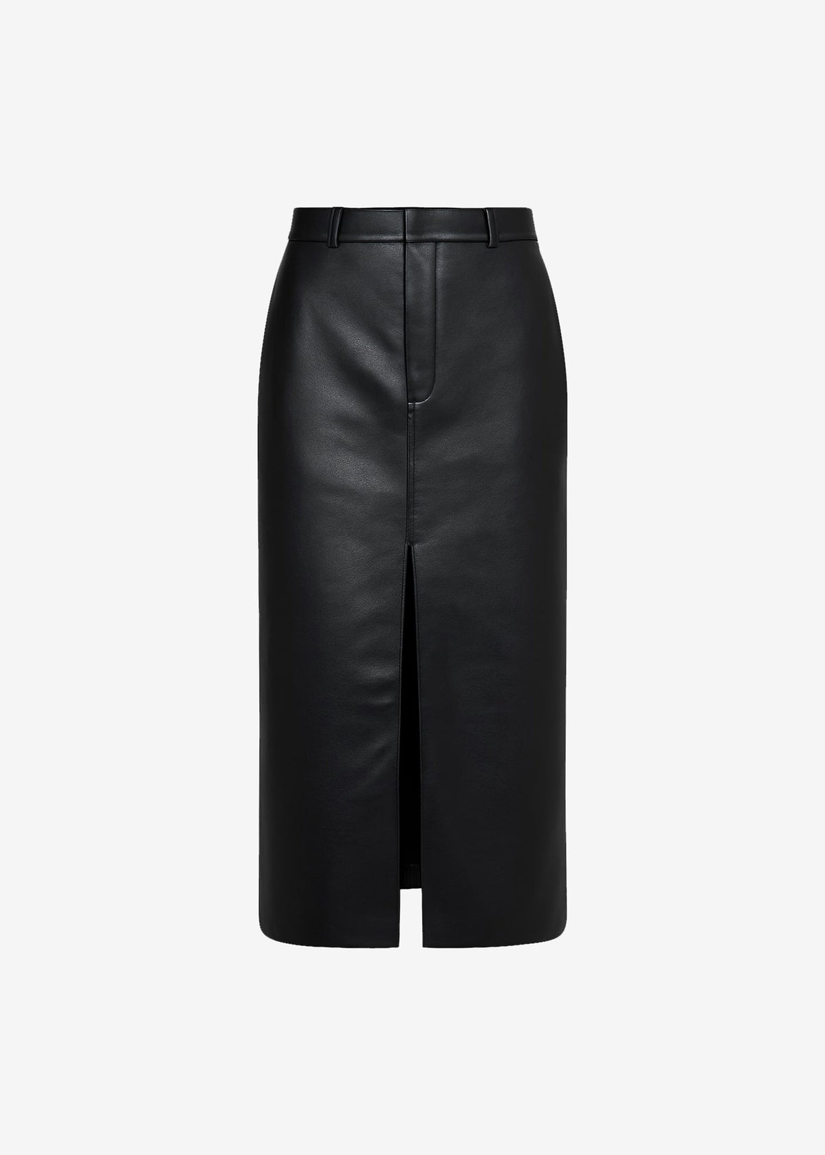 Maybelle Faux Leather Front Slit Pencil Skirt - Black – view 9 of 9