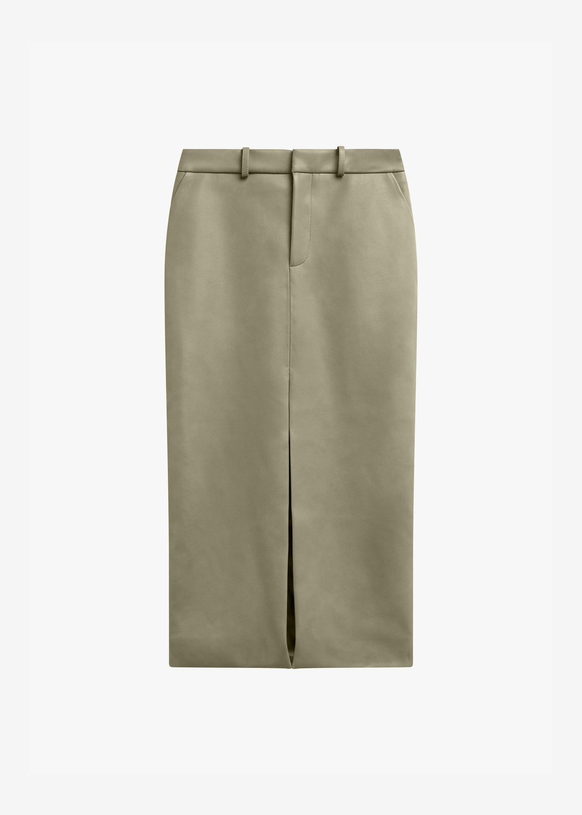 Maybelle Faux Leather Front Slit Pencil Skirt - Sage – view 7 of 7