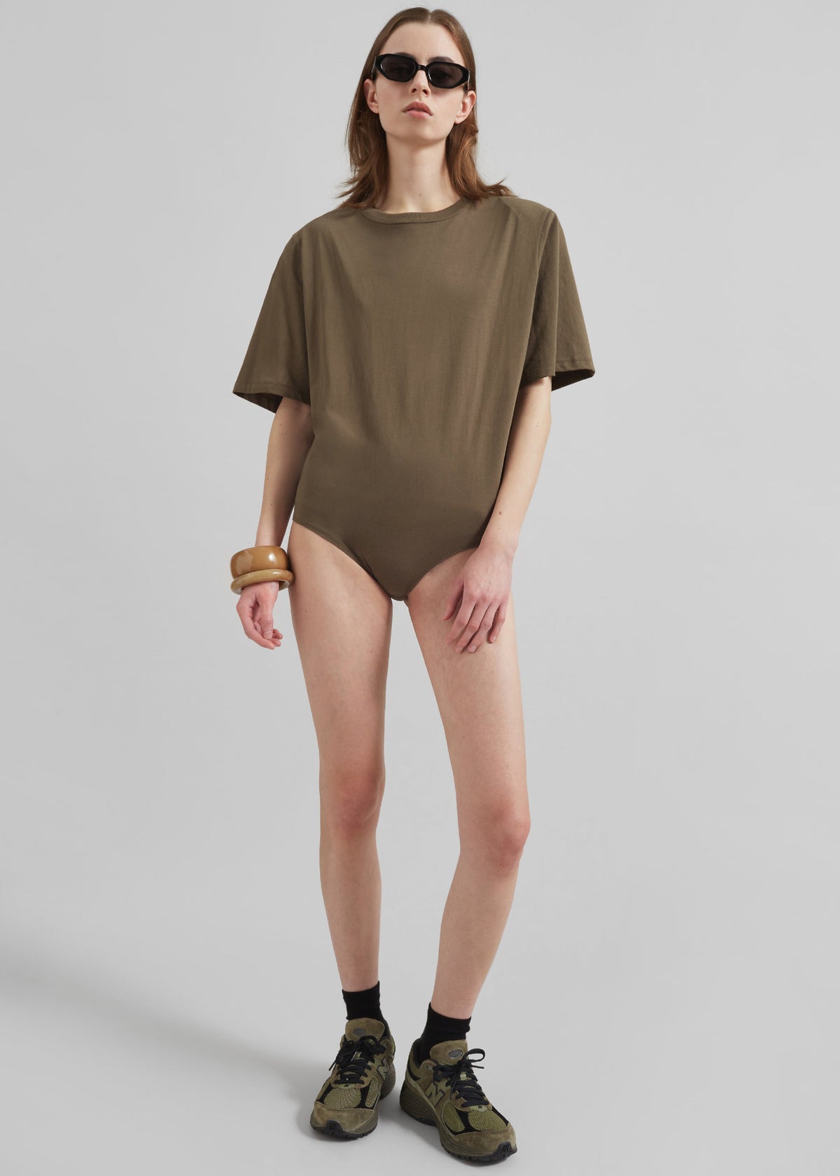 Meida Padded T-Shirt Bodysuit - Khaki – view 8 of 10