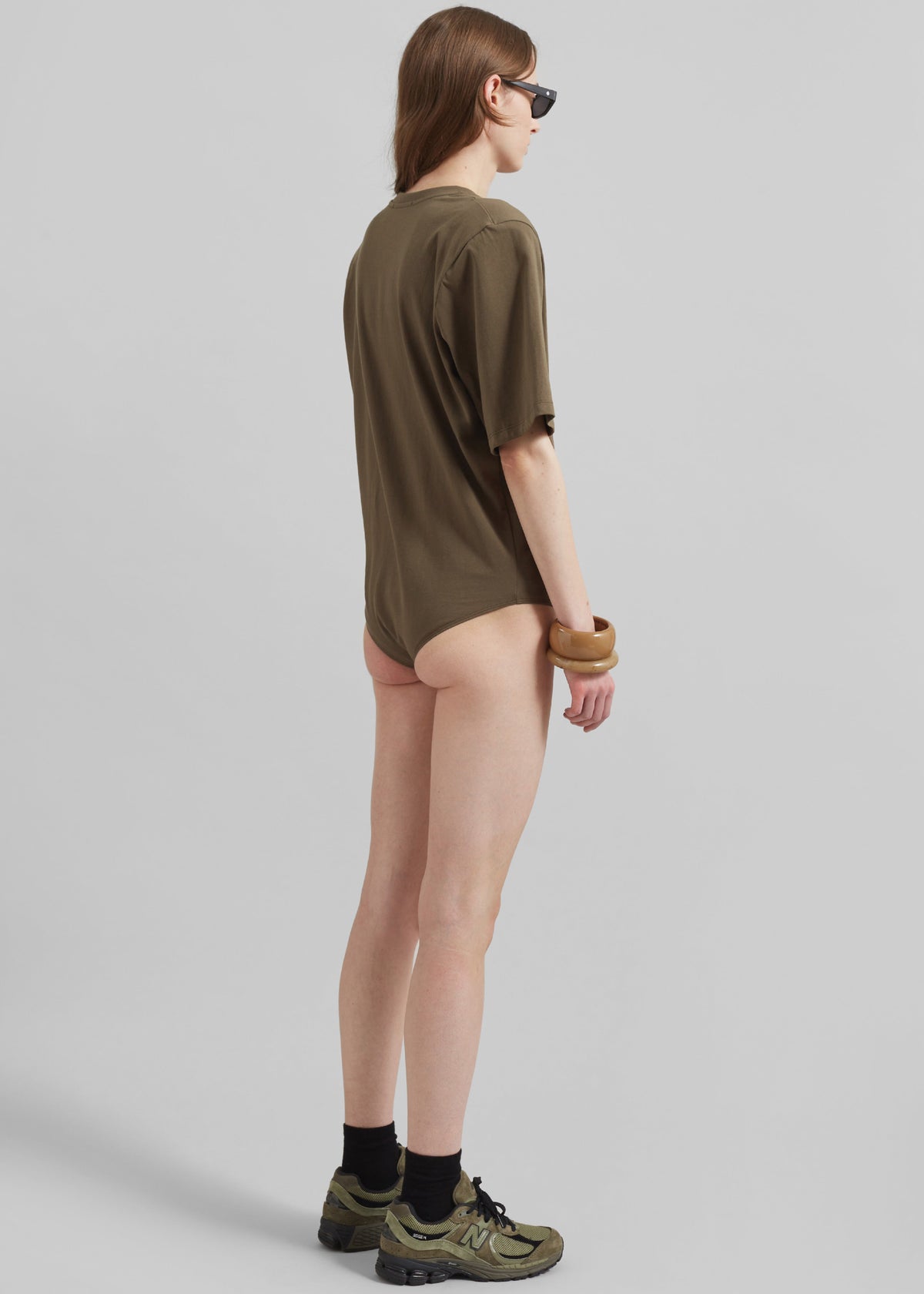 Meida Padded T-Shirt Bodysuit - Khaki – view 9 of 10