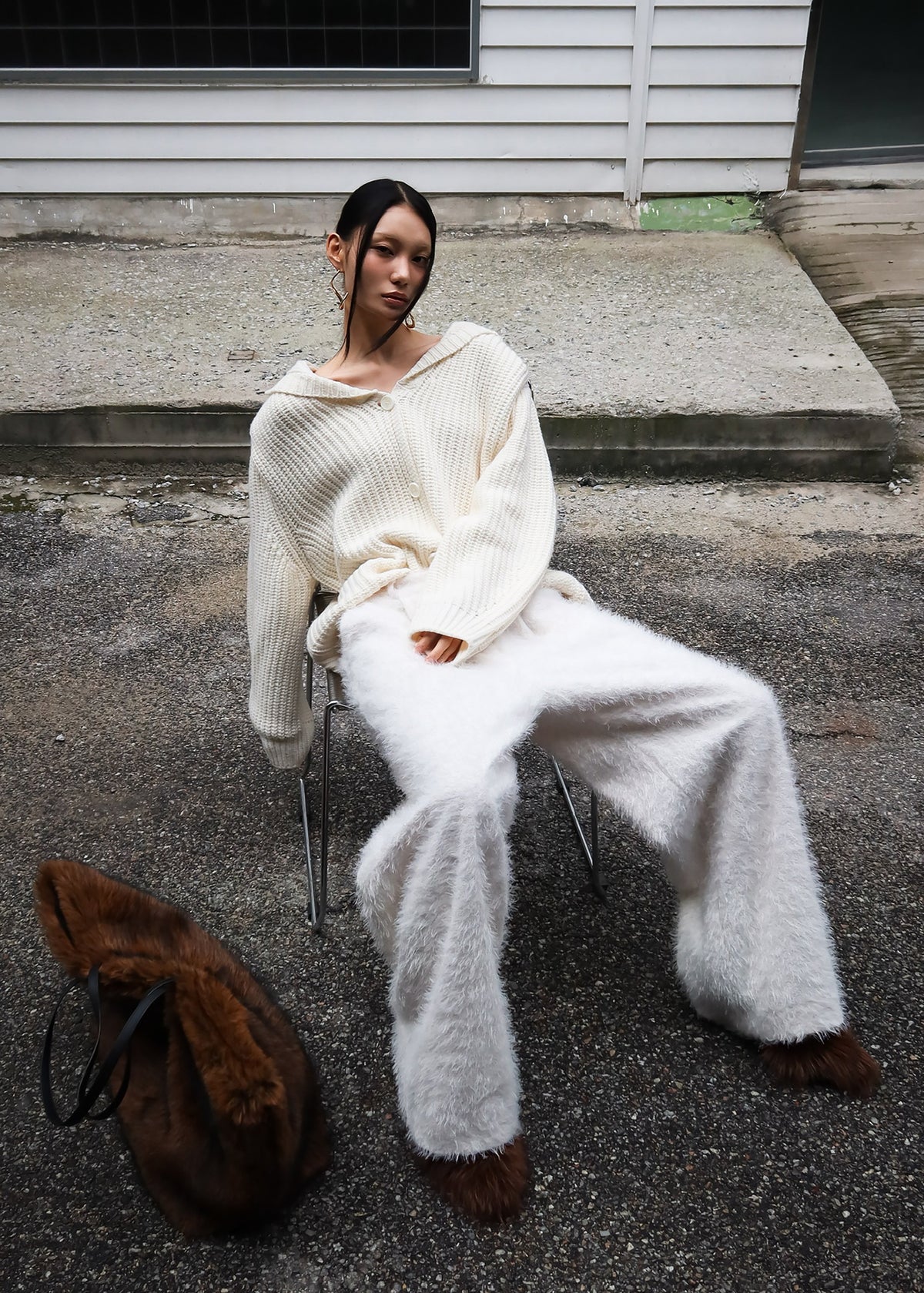 Melker Furry Pants - Off White – view 5 of 10
