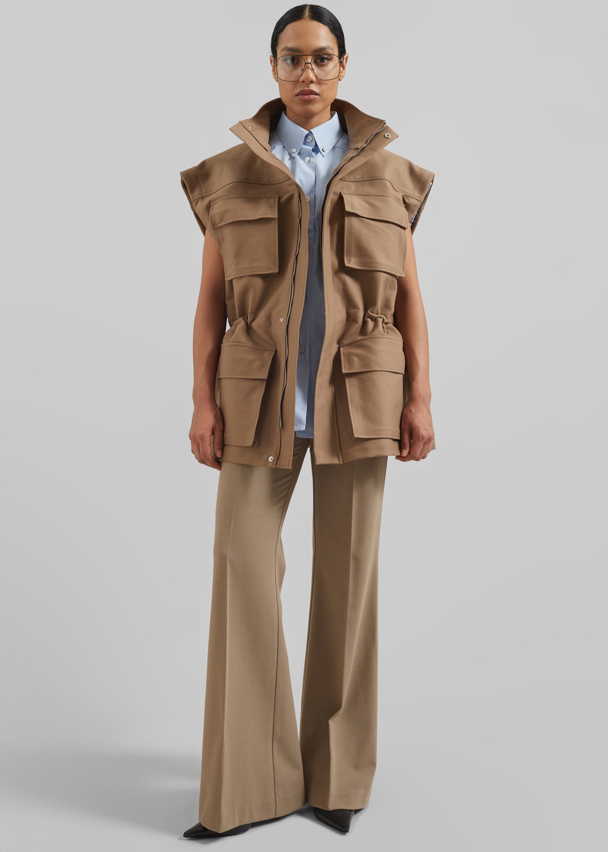 Melton Detachable Sleeve Cargo Jacket - Camel – view 8 of 10