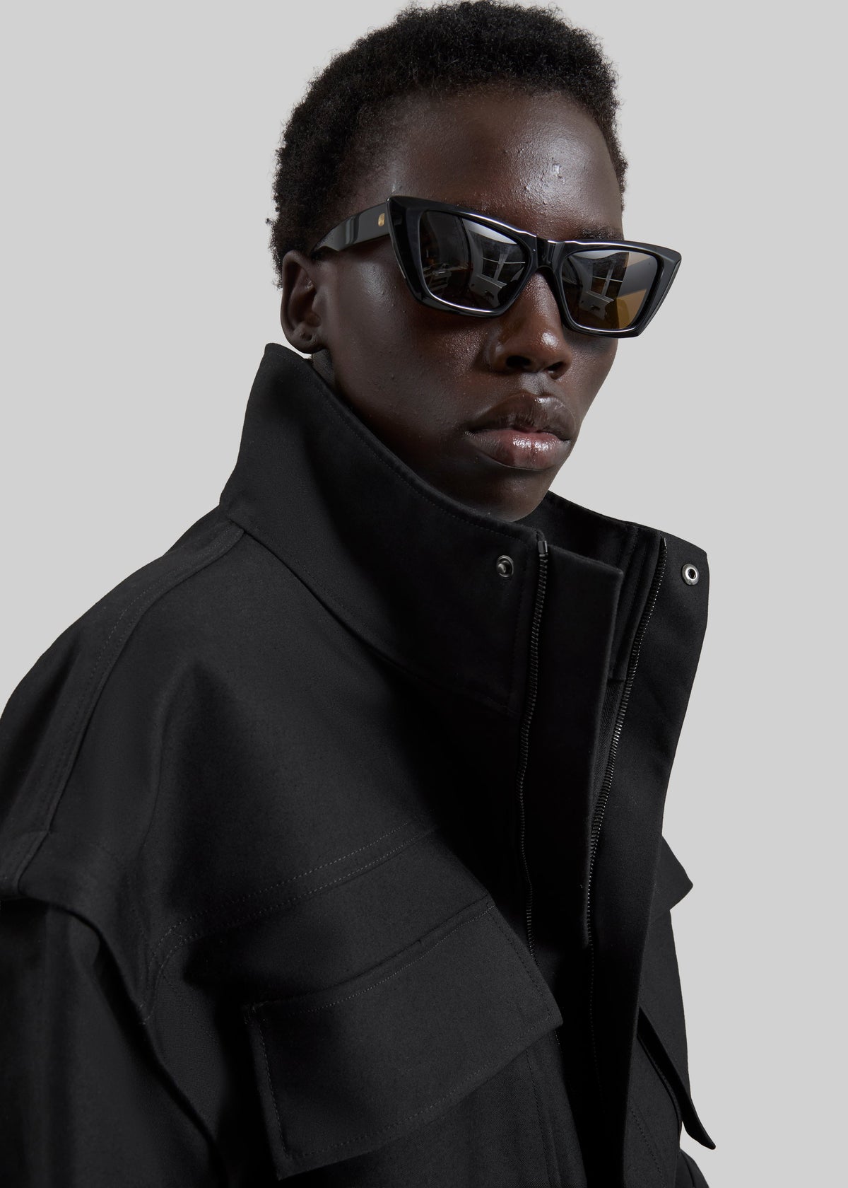 Melton Detachable Sleeve Cargo Jacket - Black – view 6 of 9