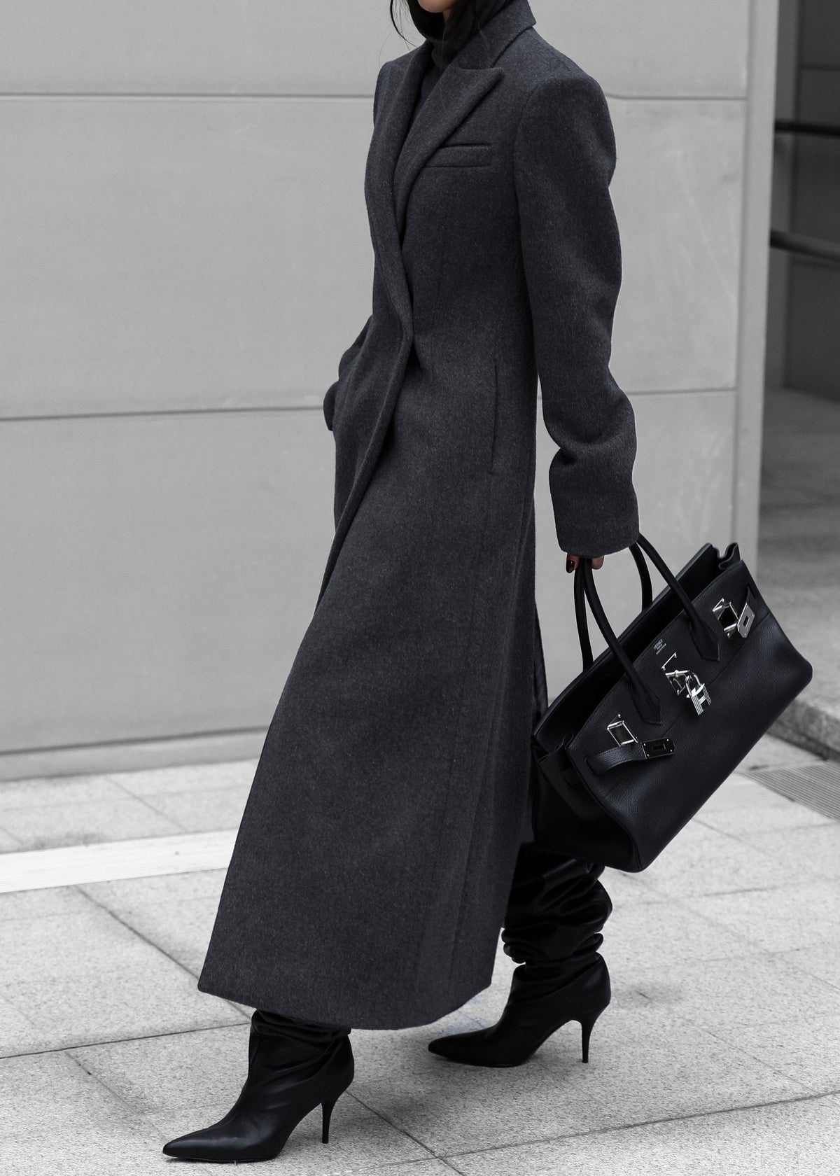 Melva Long Coat - Charcoal – view 5 of 11
