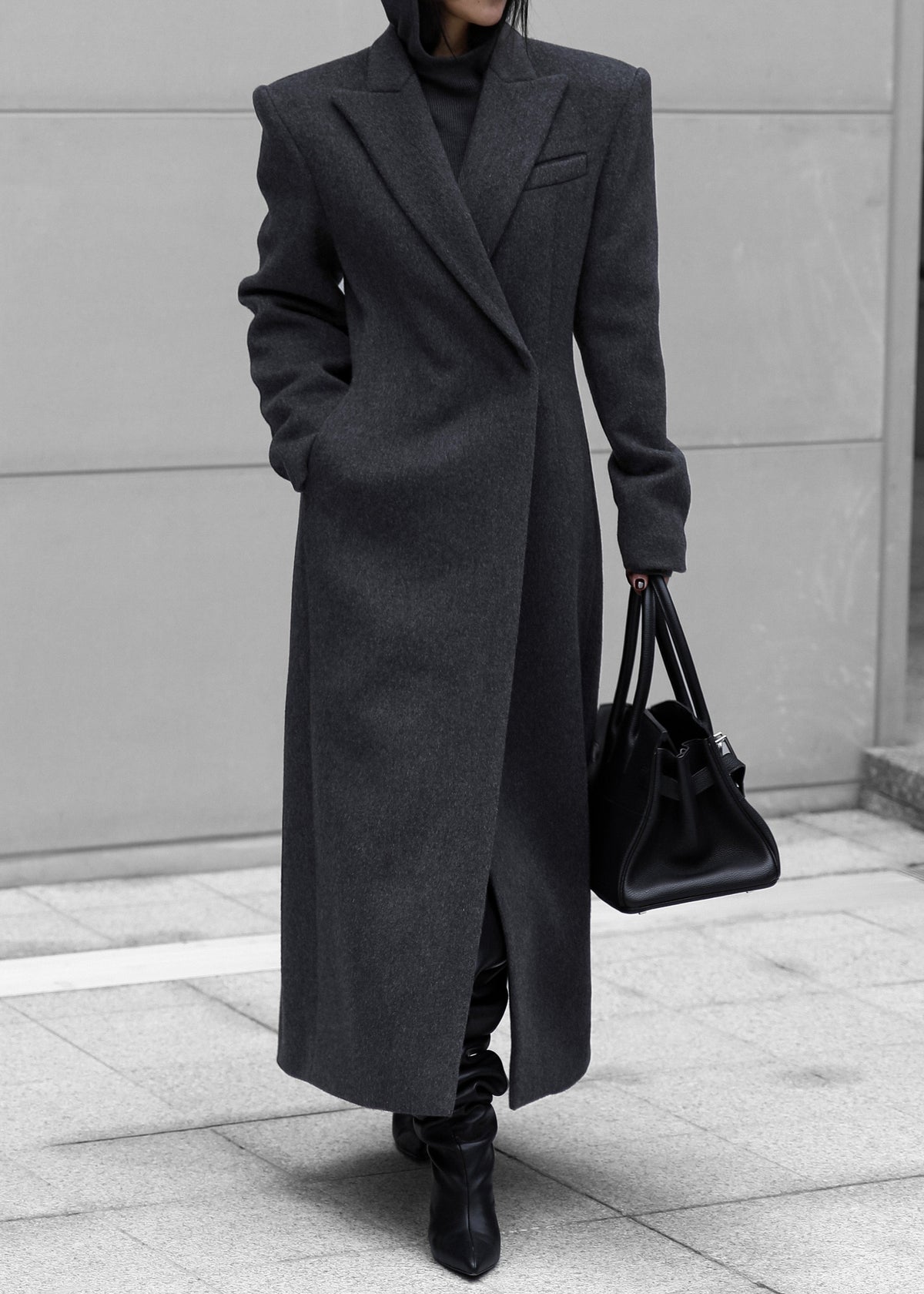 Melva Long Coat - Charcoal – view 1 of 11