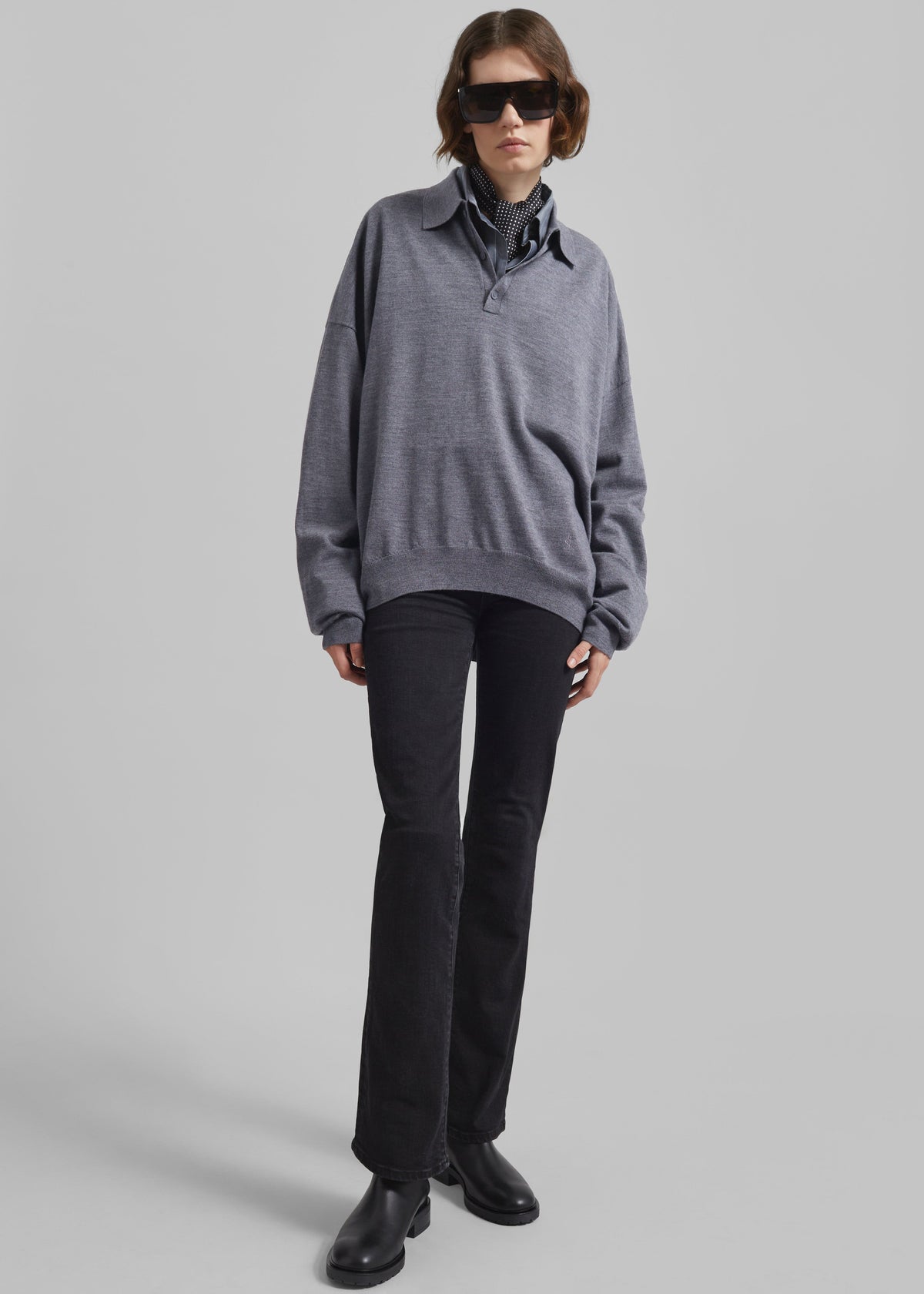 Meriel Wool Polo Sweater - Grey – view 4 of 15