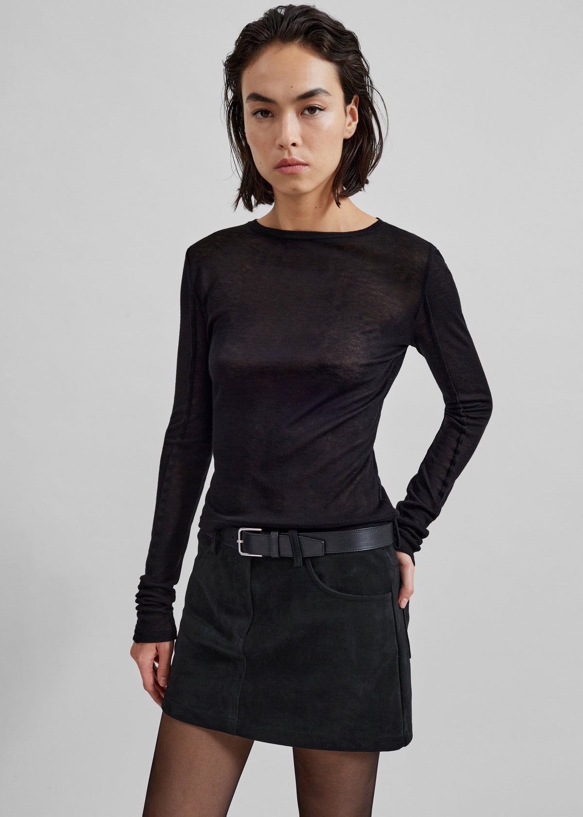 Mesa Sheer Long Sleeve Tee - Black – view 9 of 11