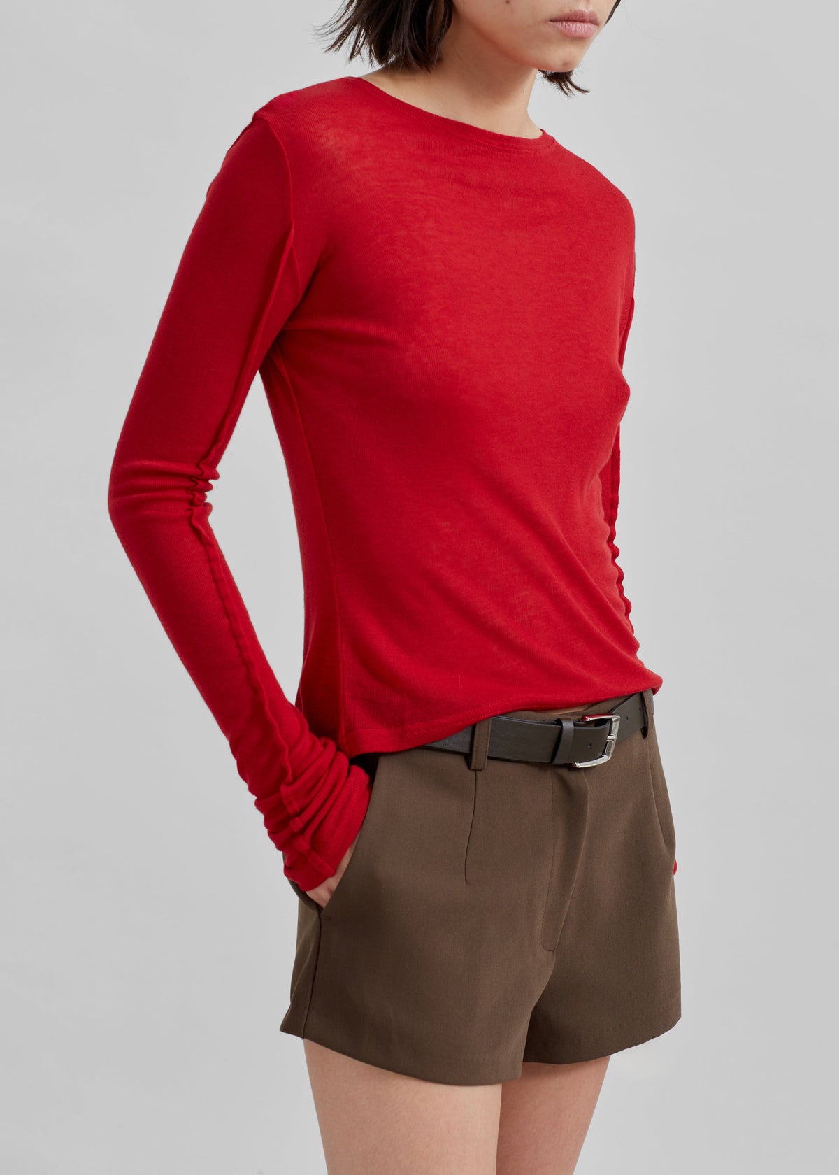 Mesa Sheer Long Sleeve Tee - Red – view 2 of 9