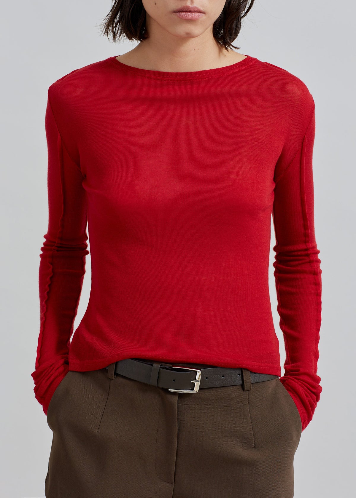 Mesa Sheer Long Sleeve Tee - Red – view 3 of 9