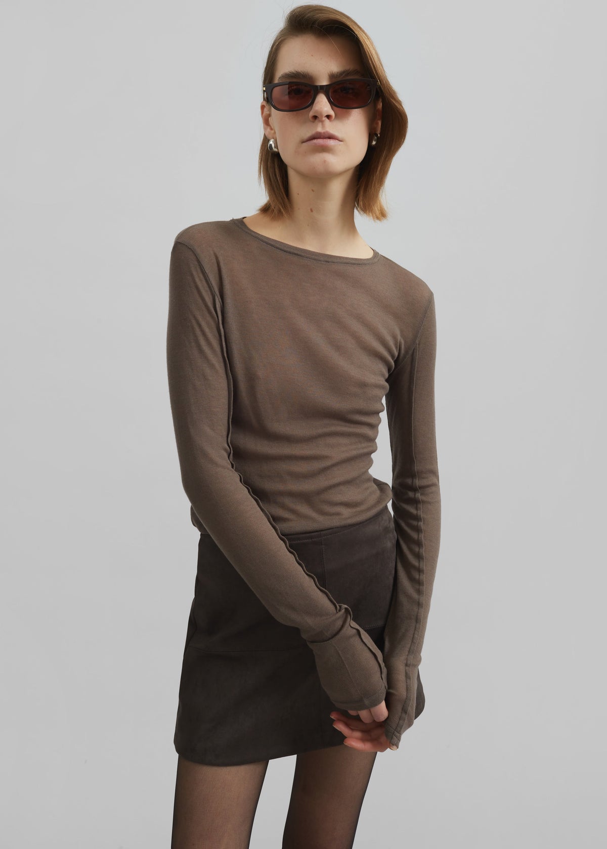 Mesa Sheer Long Sleeve Tee - Brown – view 1 of 7