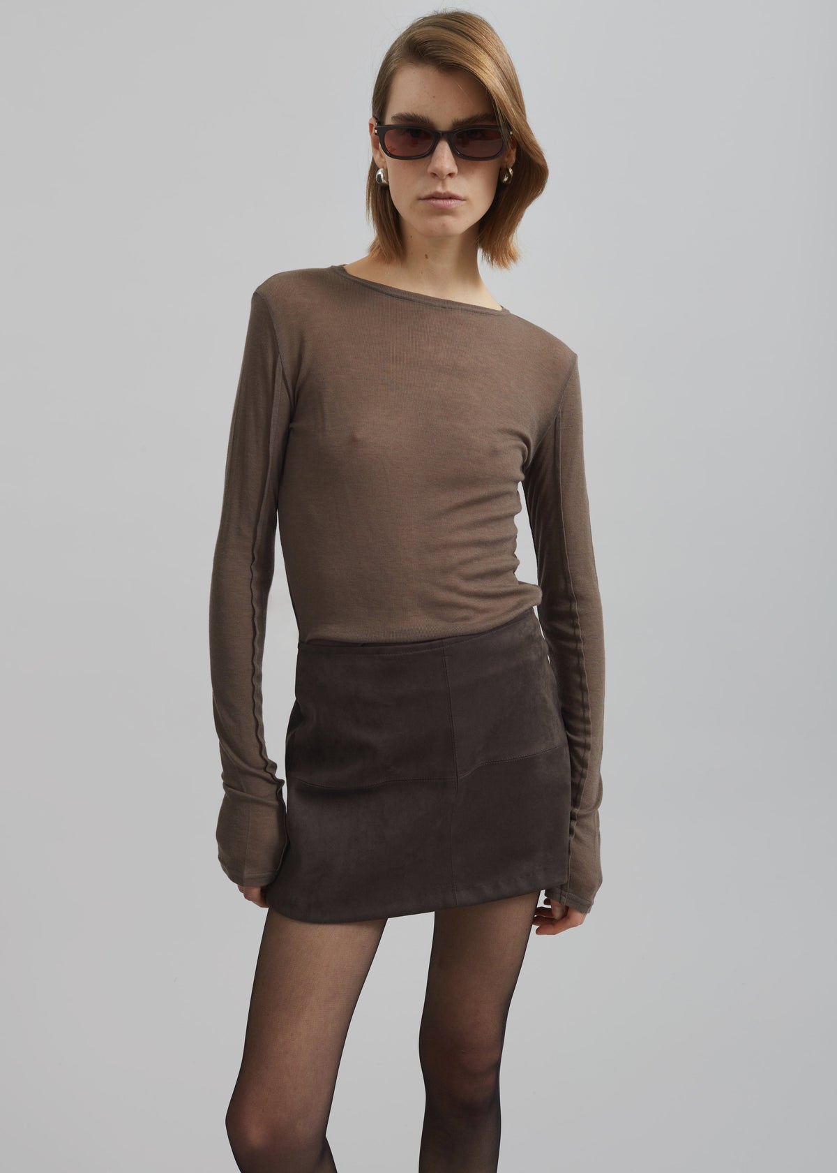 Mesa Sheer Long Sleeve Tee - Brown – view 5 of 7