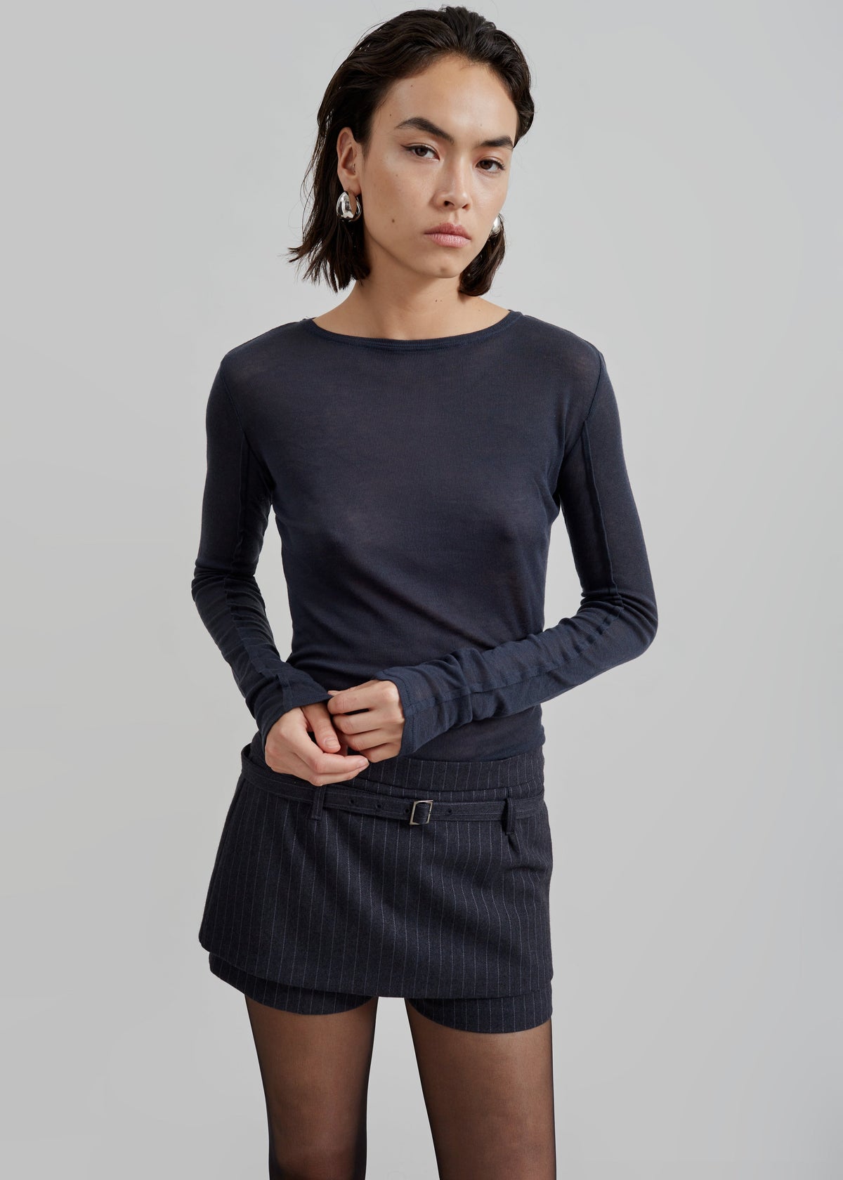 Mesa Sheer Long Sleeve Tee - Navy – view 4 of 11