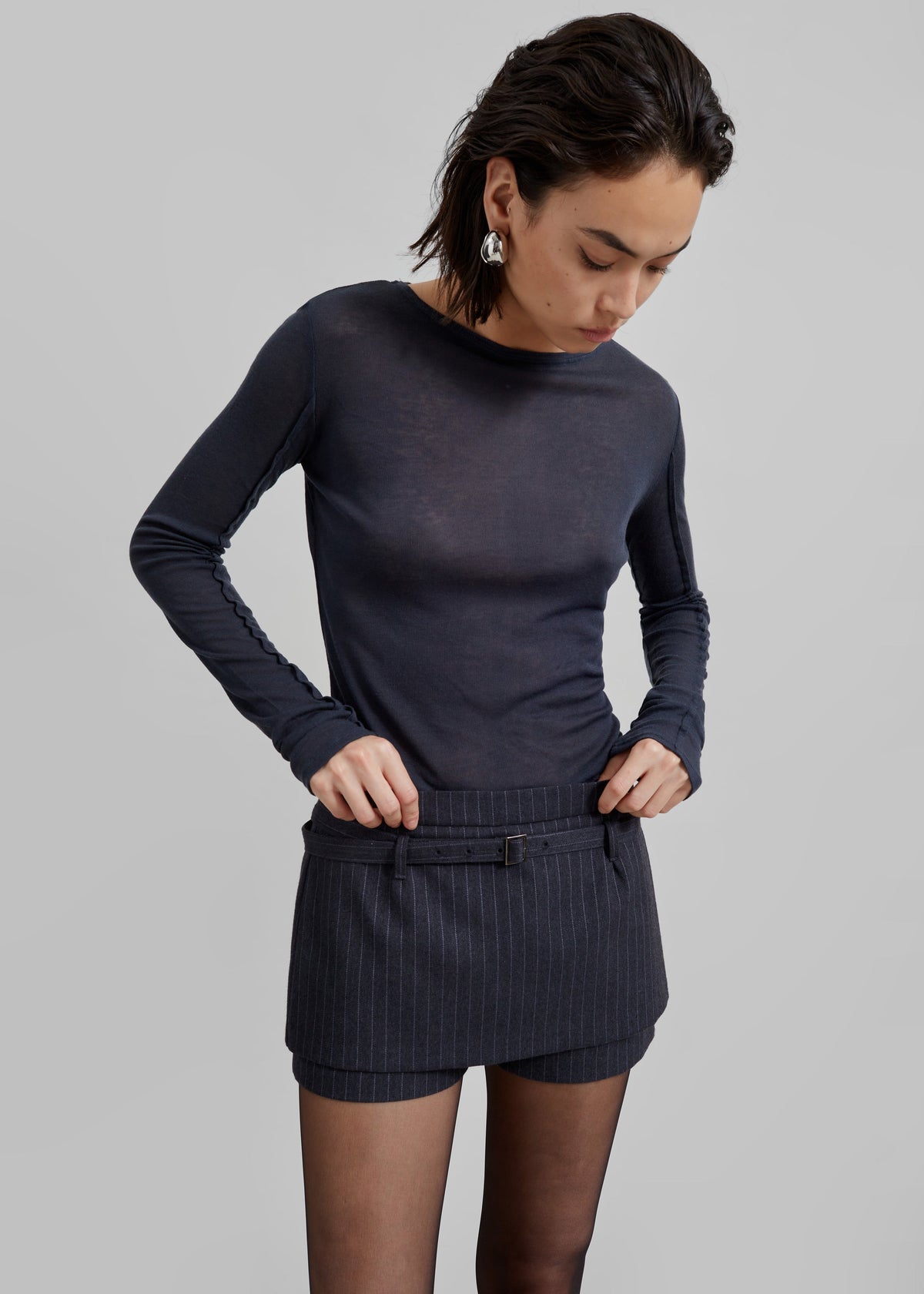 Mesa Sheer Long Sleeve Tee - Navy – view 1 of 11