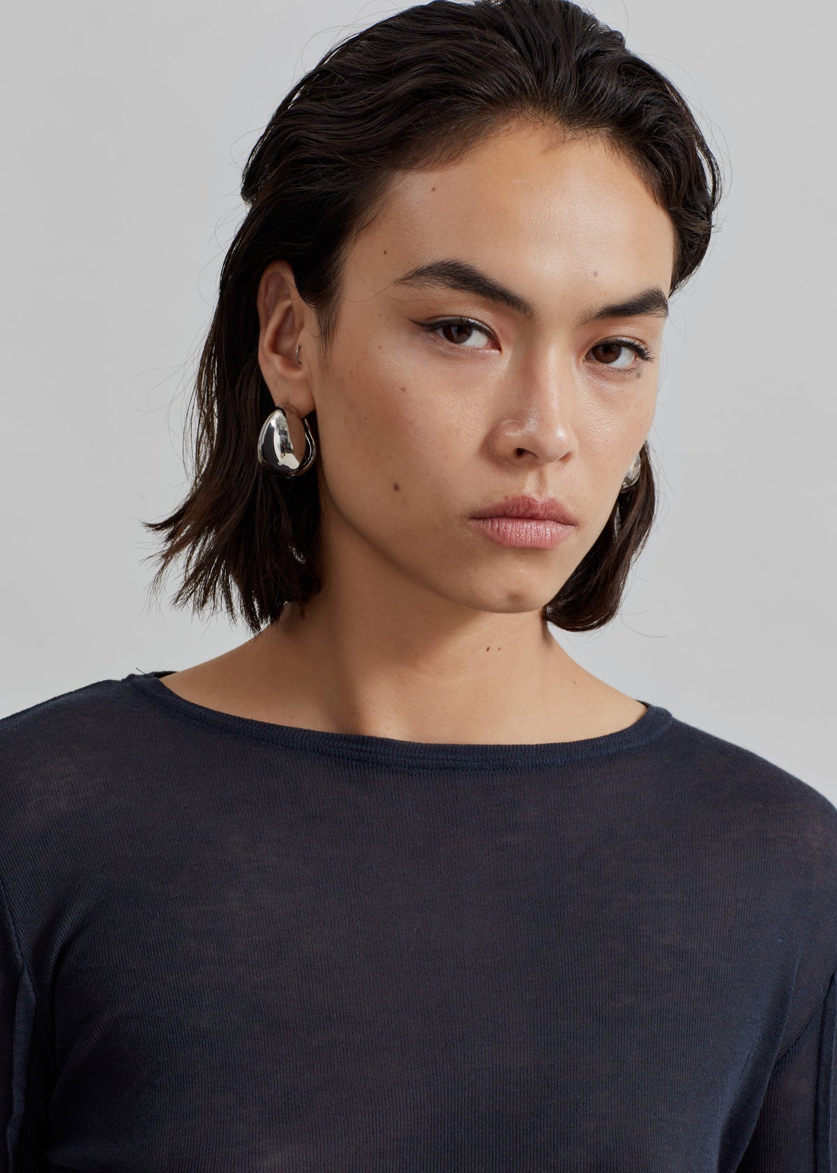 Mesa Sheer Long Sleeve Tee - Navy – view 5 of 11
