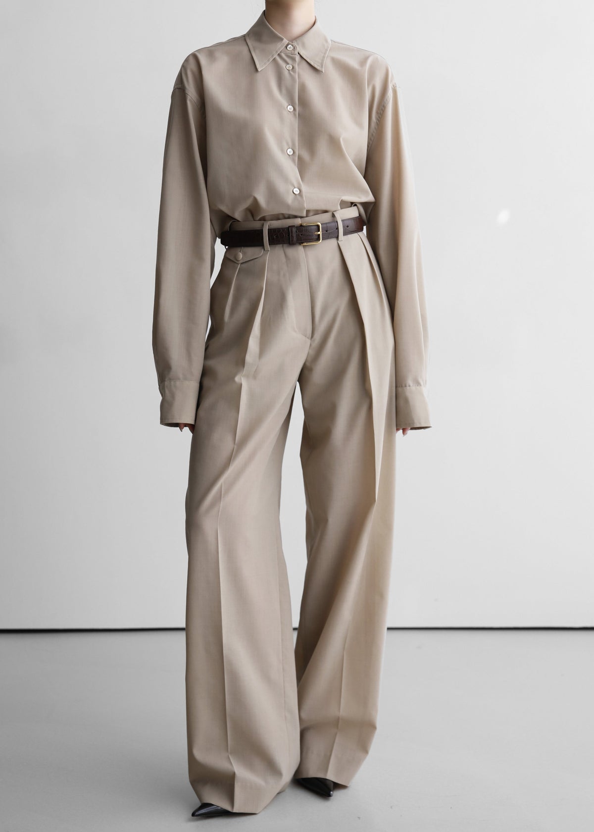 Meslay Sheer Pleated Trousers - Beige – view 9 of 11