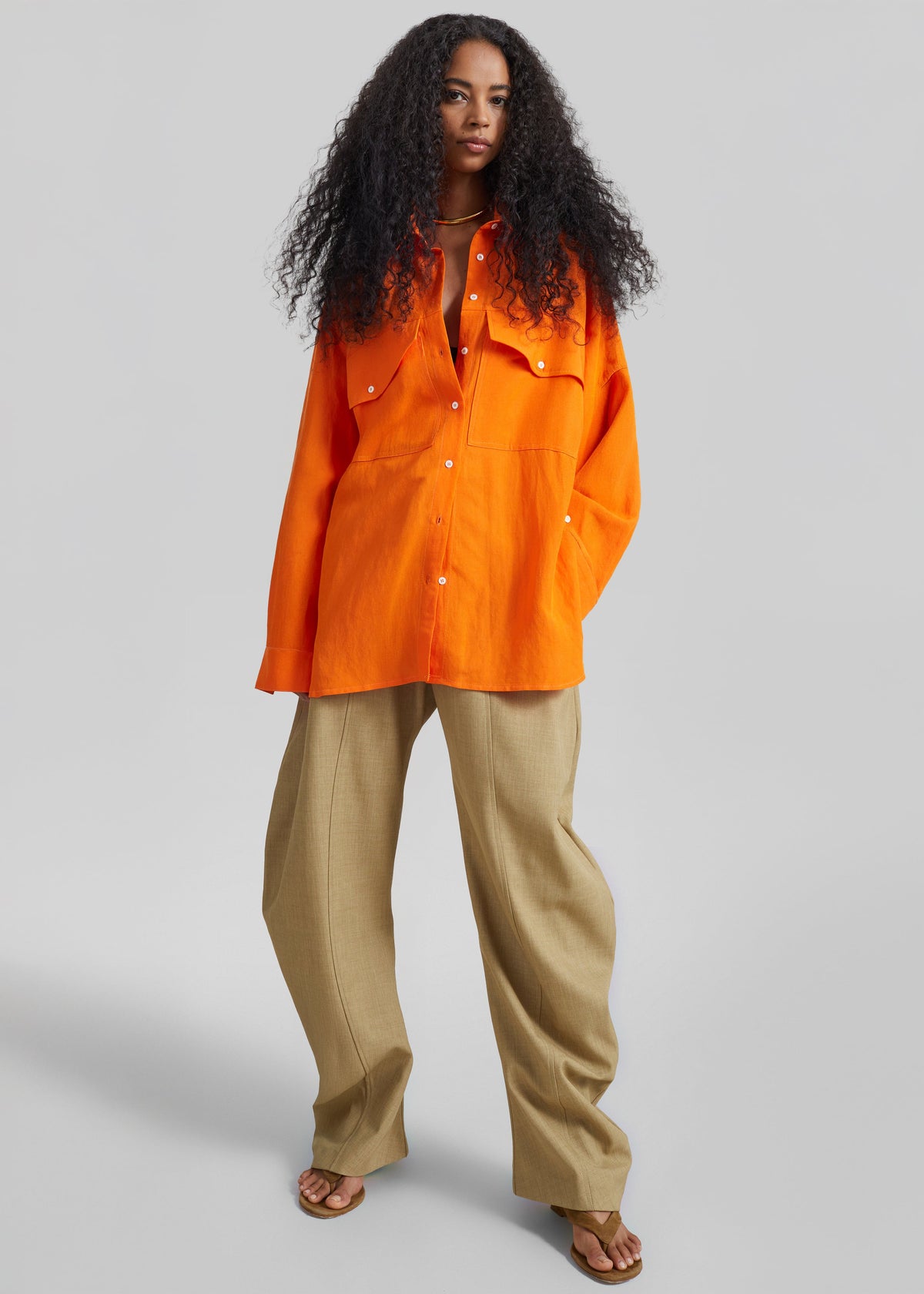 Miery Linen Oversized Shirt - Orange – view 1 of 8