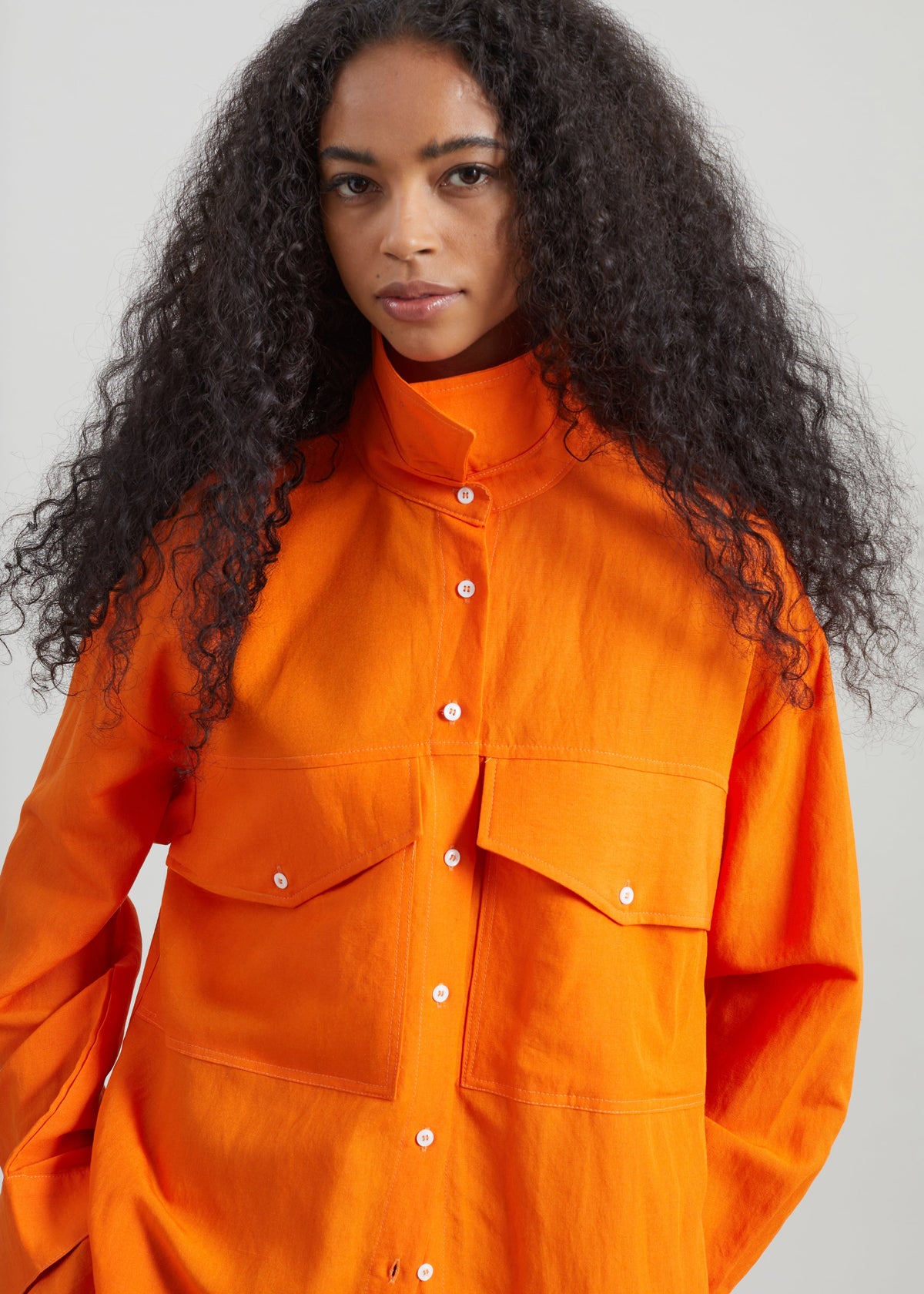 Miery Linen Oversized Shirt - Orange – view 6 of 8