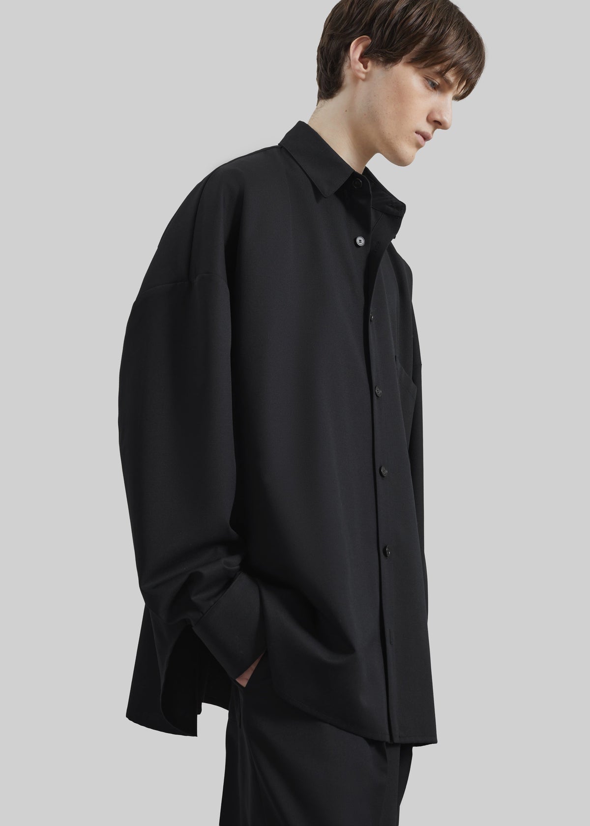 Milton Wool-Blend Shirt - Black – view 3 of 8
