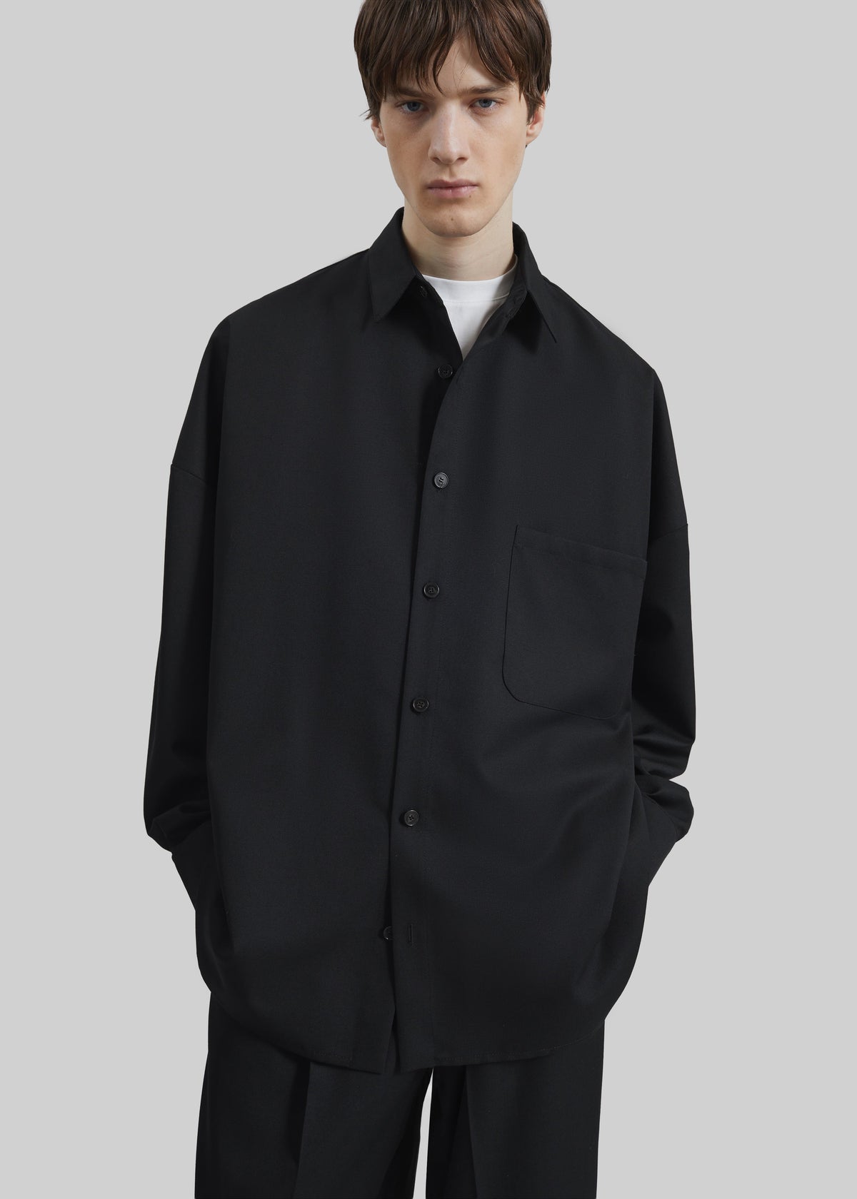 Milton Wool-Blend Shirt - Black – view 2 of 8
