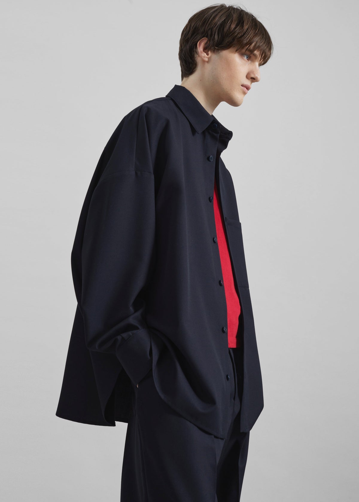 Milton Wool-Blend Shirt - Dark Navy – view 2 of 7