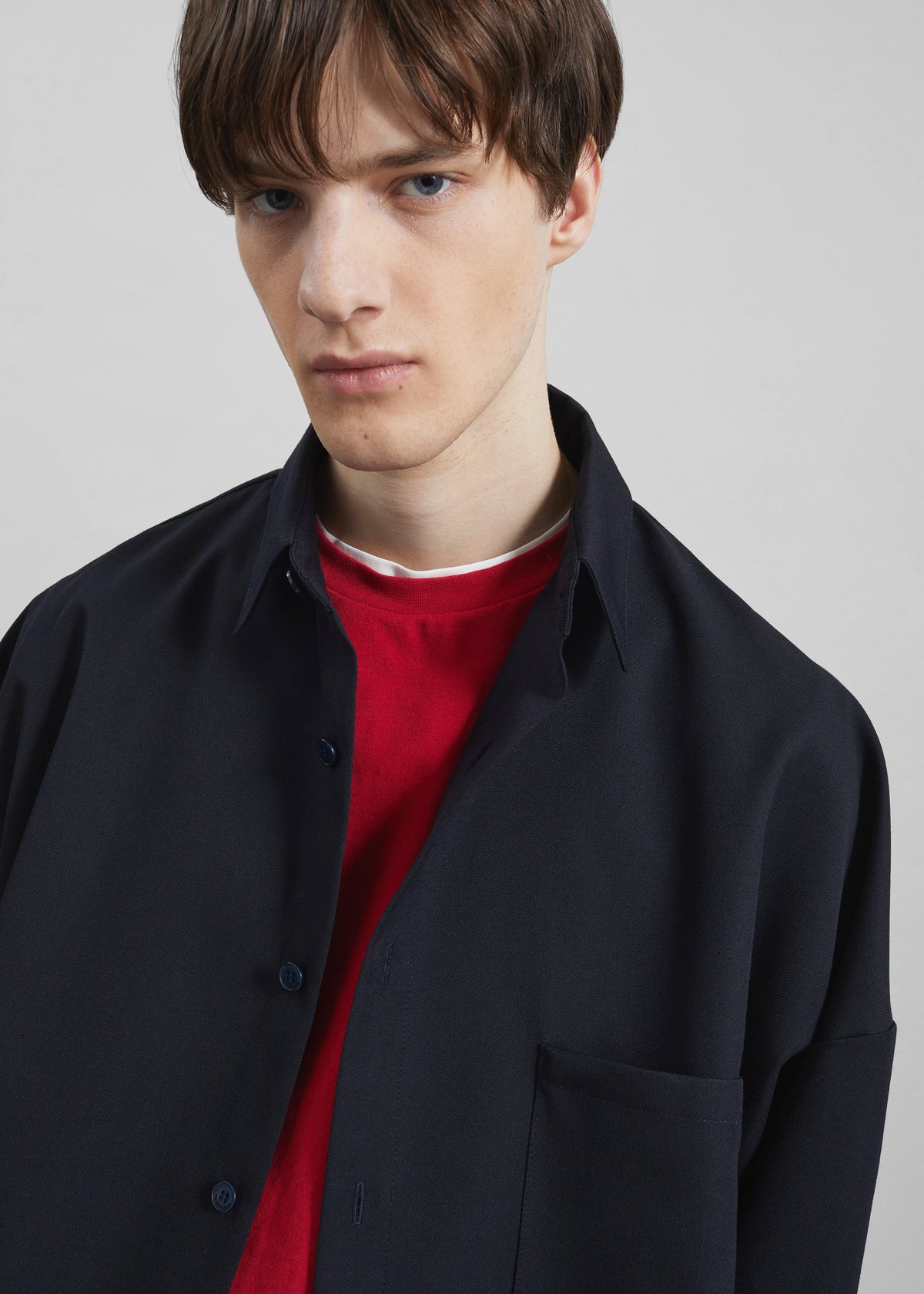 Milton Wool-Blend Shirt - Dark Navy – view 3 of 7