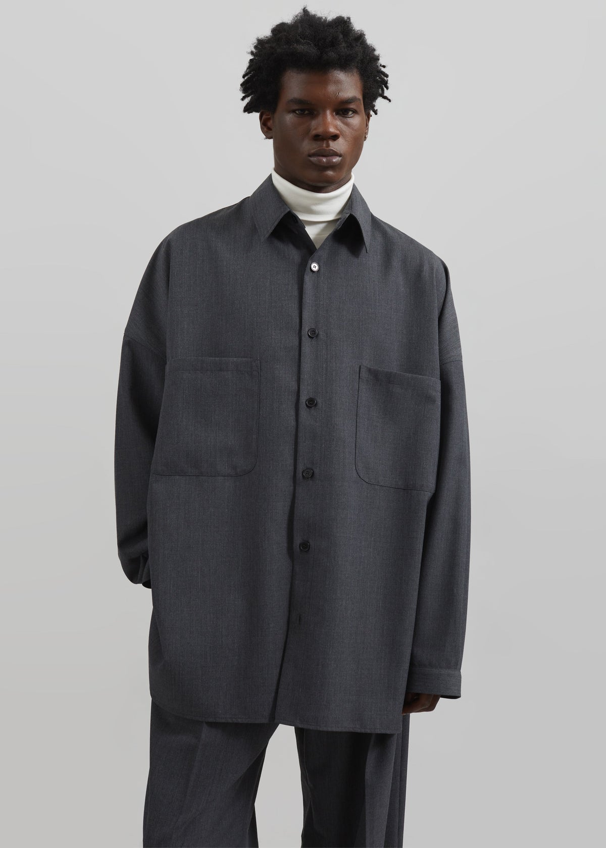 Milton Wool-Blend Shirt - Dark Grey – view 1 of 7