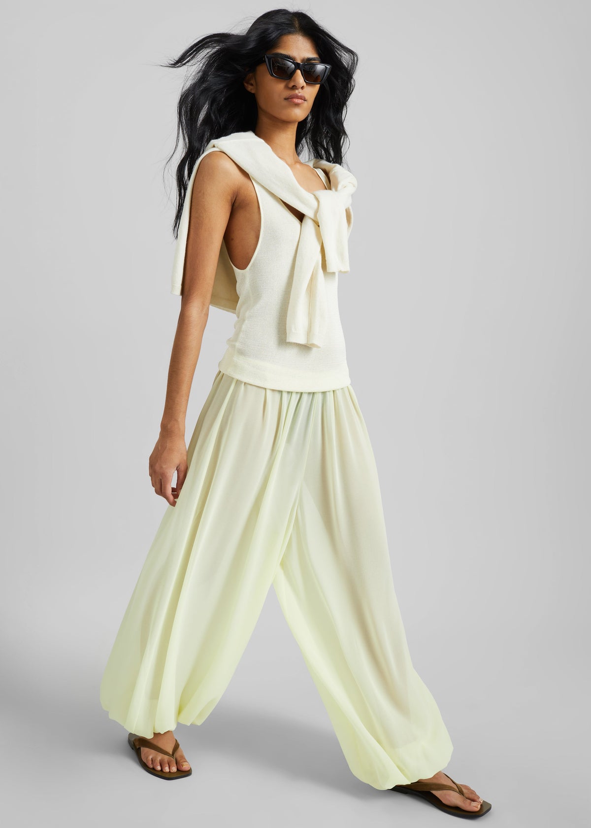 Mio Sheer Balloon Pants - Pale Yellow – view 3 of 8