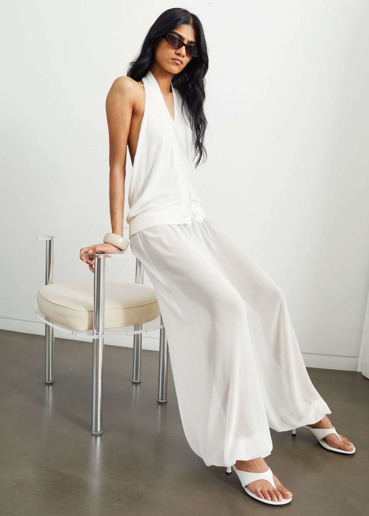 Mio Sheer Balloon Pants - White – view 3 of 9
