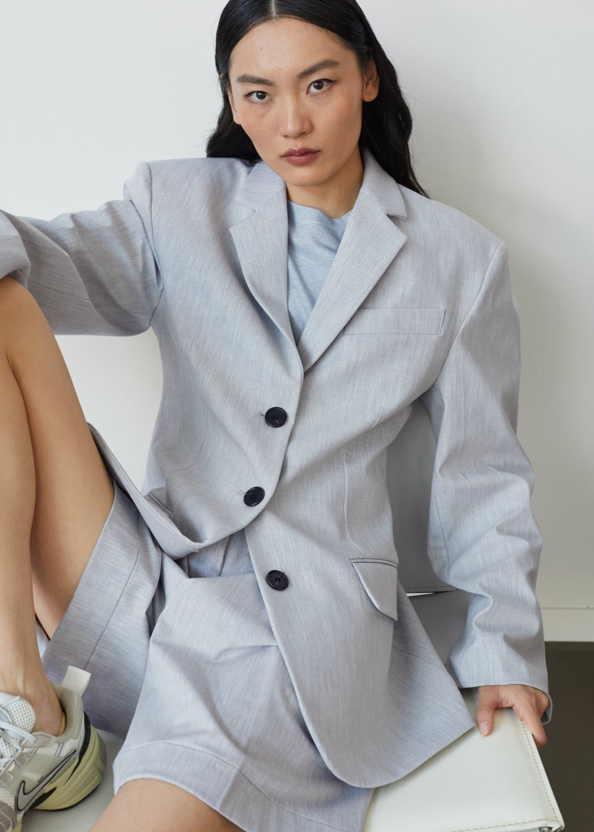 Mirbel Cinched Blazer - Light Grey – view 1 of 11