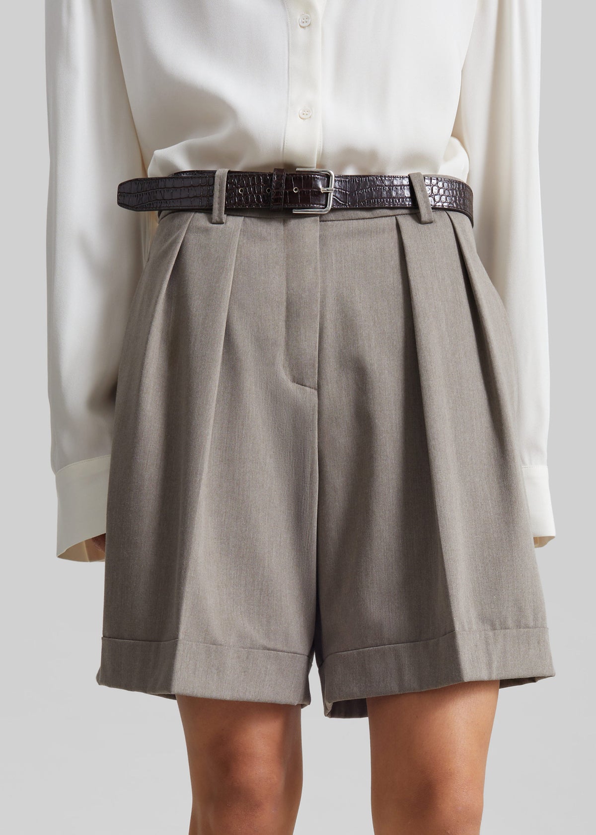 Mirbel Pleated Shorts - Taupe – view 4 of 12