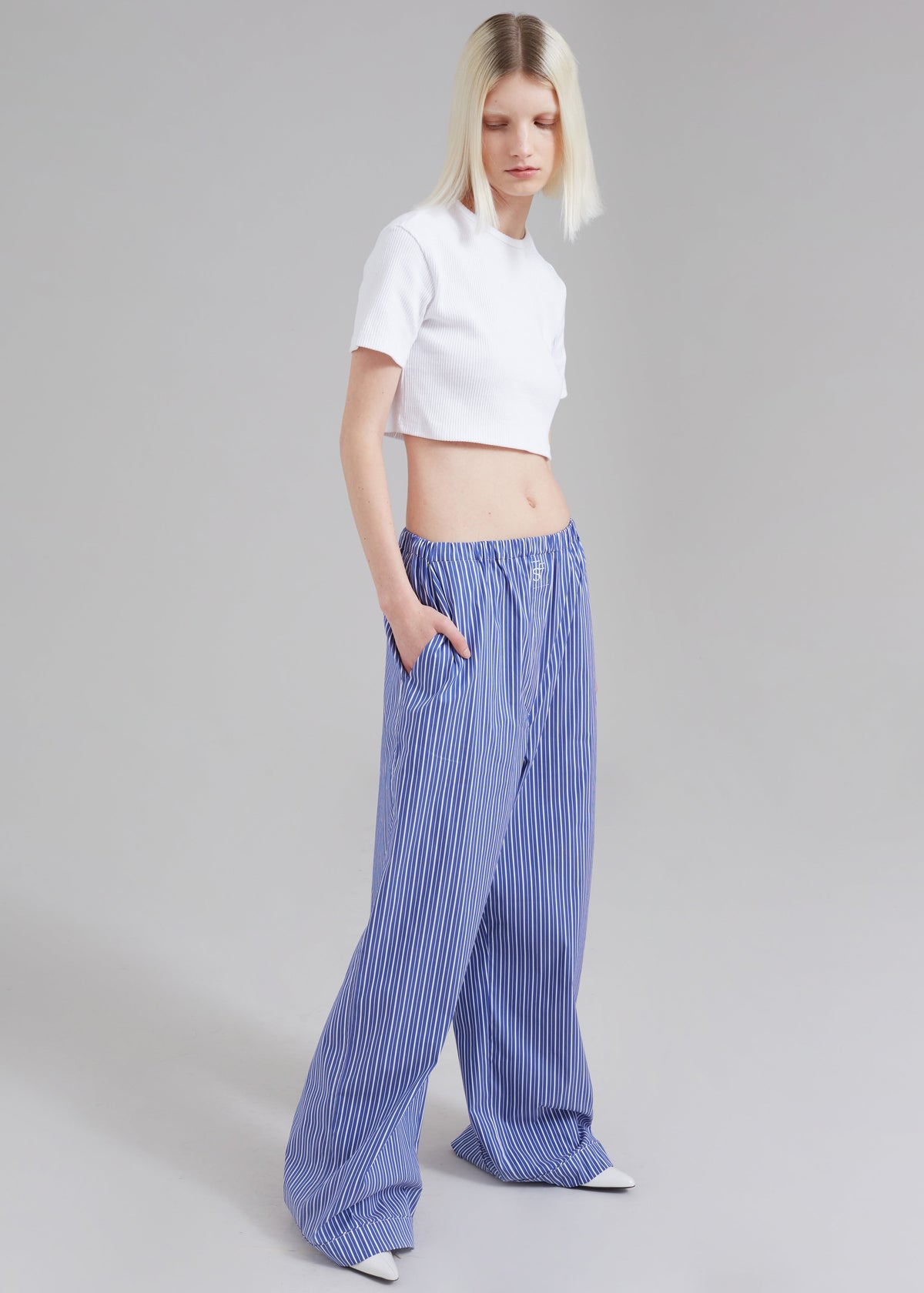 Mirca Elastic Pants - Blue Multi Stripe – view 2 of 9