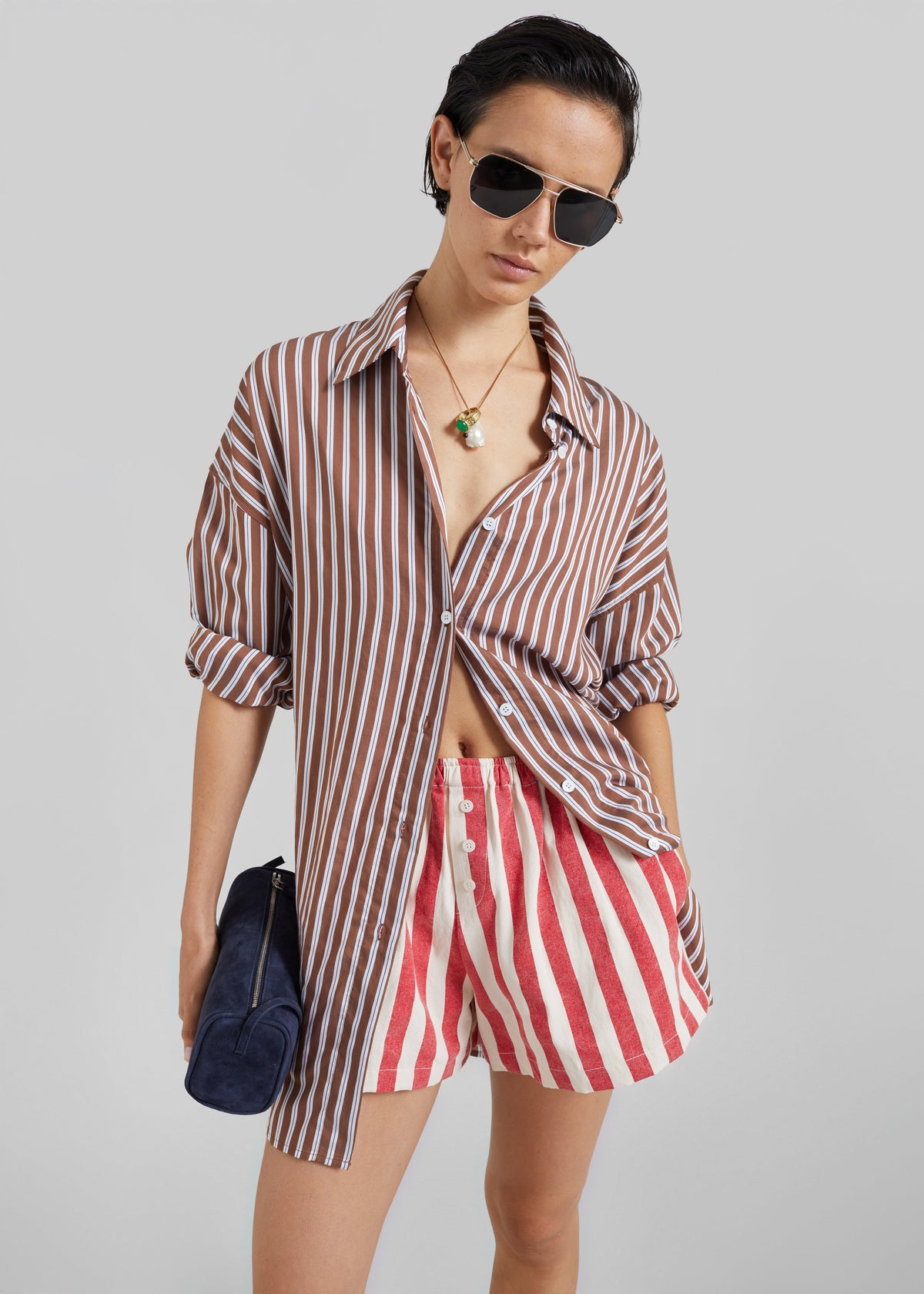 Mireval Cotton Boxer Shorts - Red/White Stripe – view 4 of 9