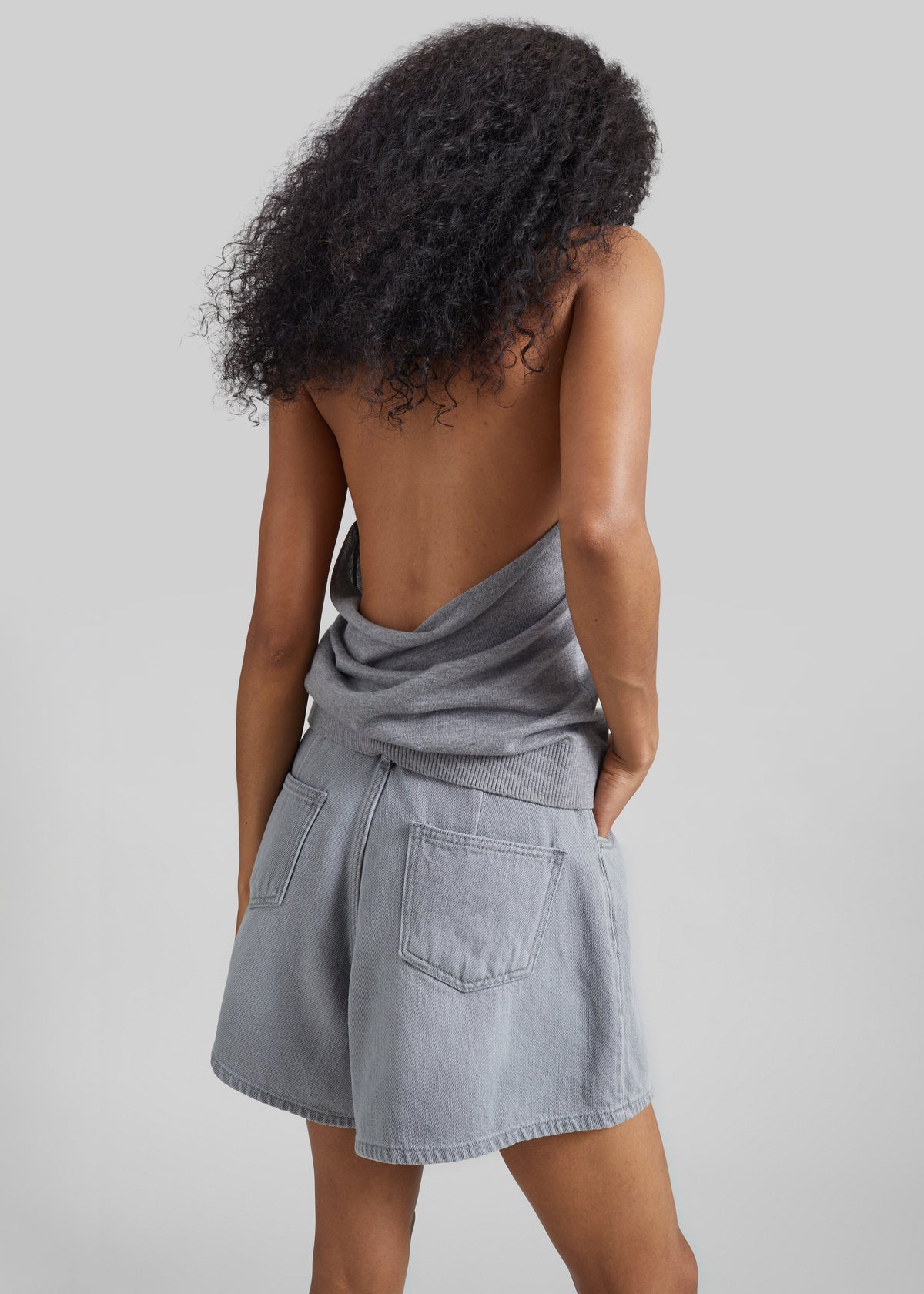 Mojave Pleated Denim Shorts - Grey Wash – view 7 of 8