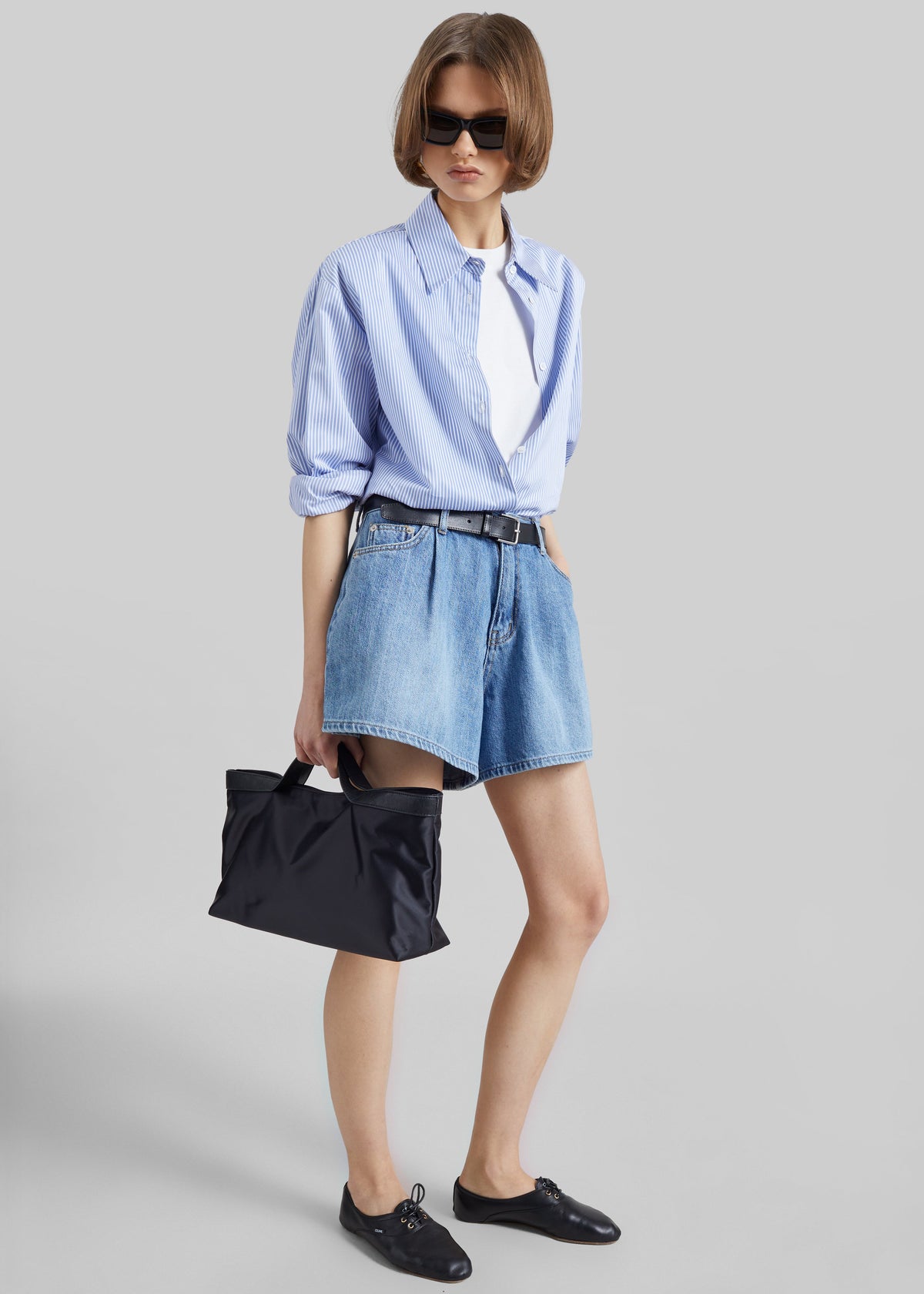 Mojave Pleated Denim Shorts - Medium Wash – view 1 of 8