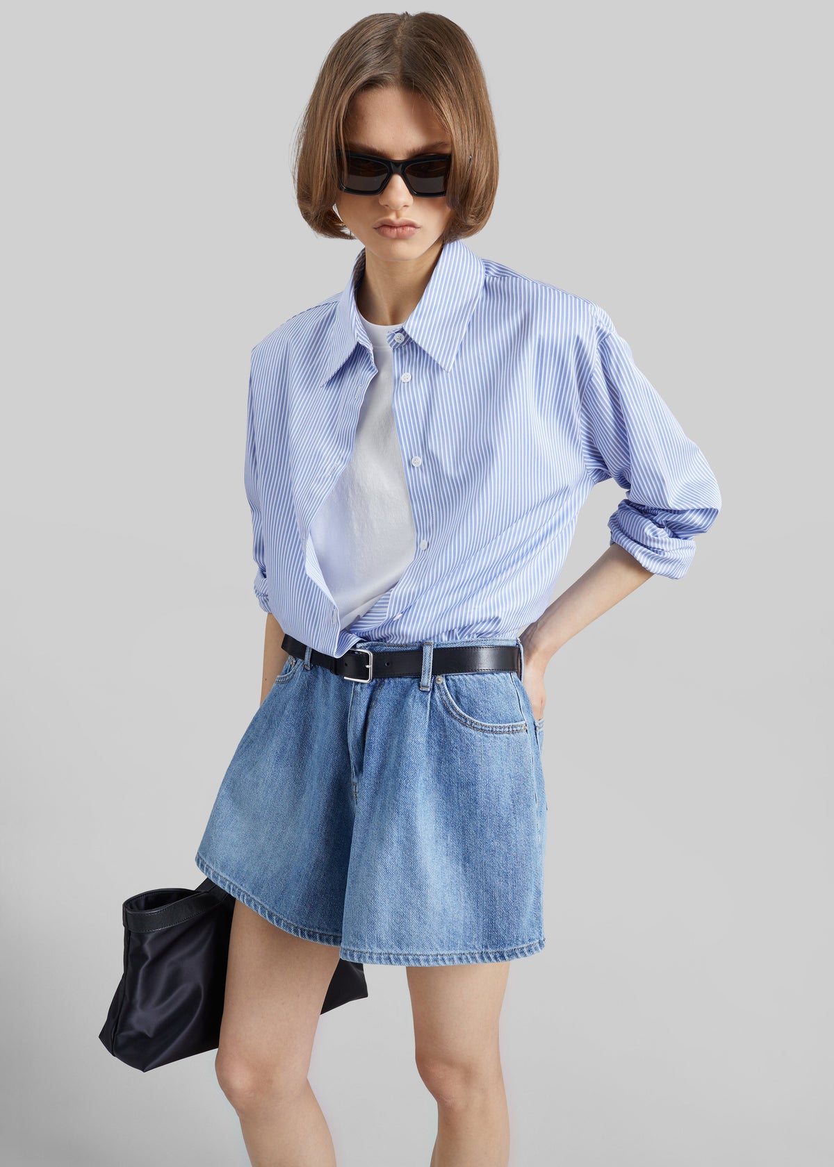 Mojave Pleated Denim Shorts - Medium Wash – view 2 of 8