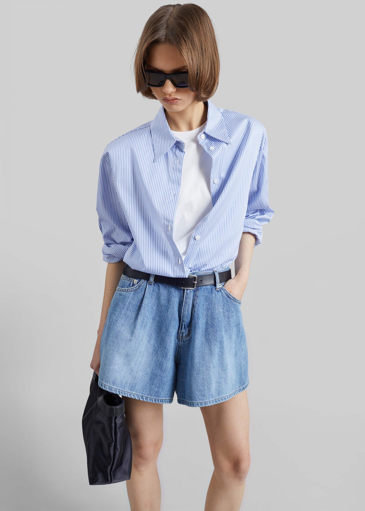 Mojave Pleated Denim Shorts - Medium Wash – view 6 of 8