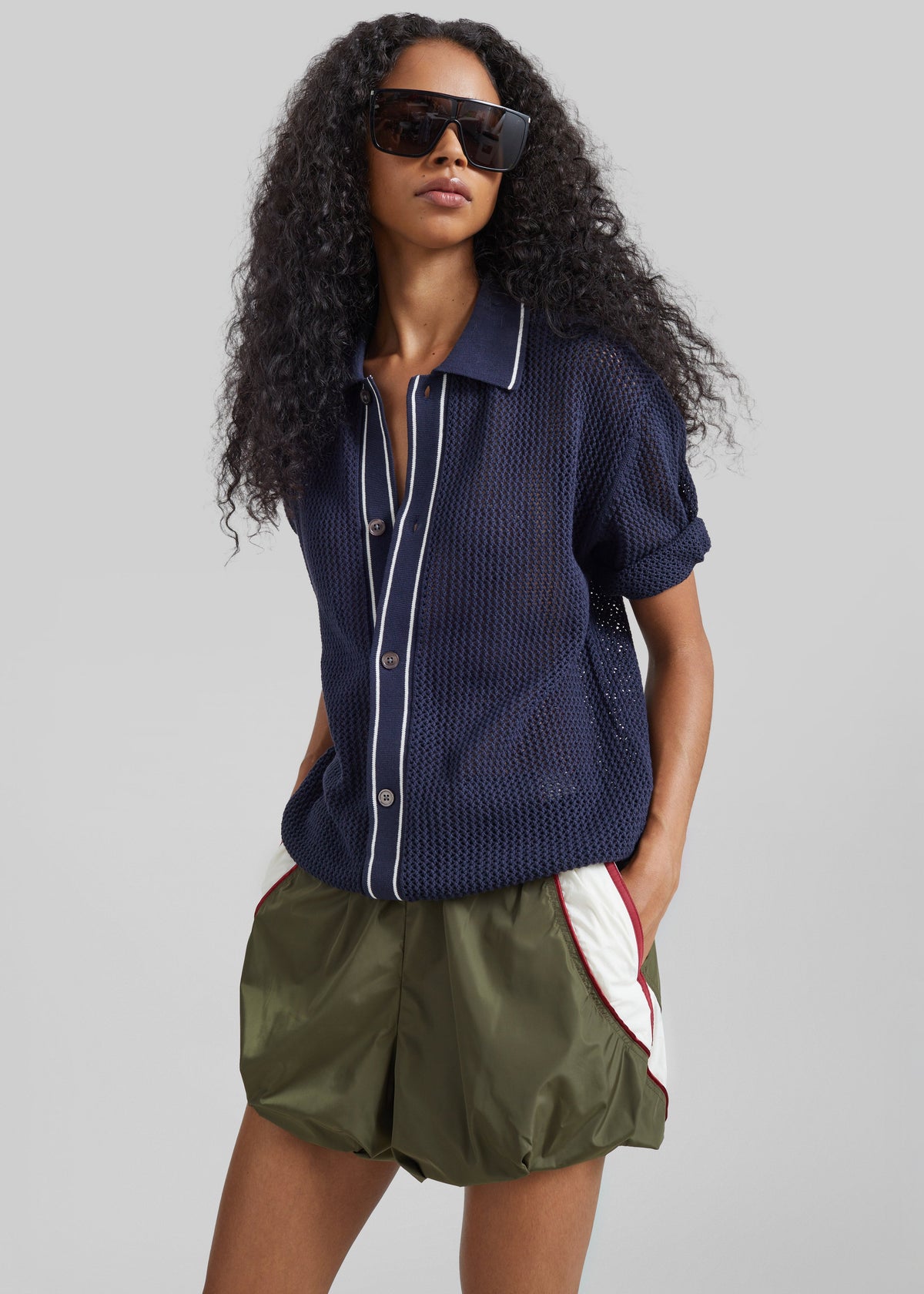Monza Crochet Knit Cardigan - Navy – view 9 of 11