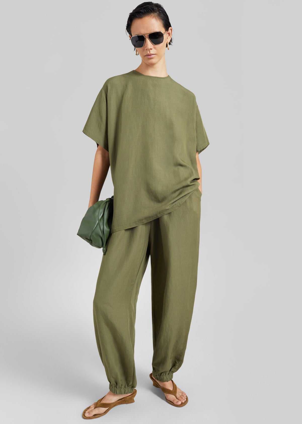 Morat Linen Back Button Top - Olive – view 5 of 8