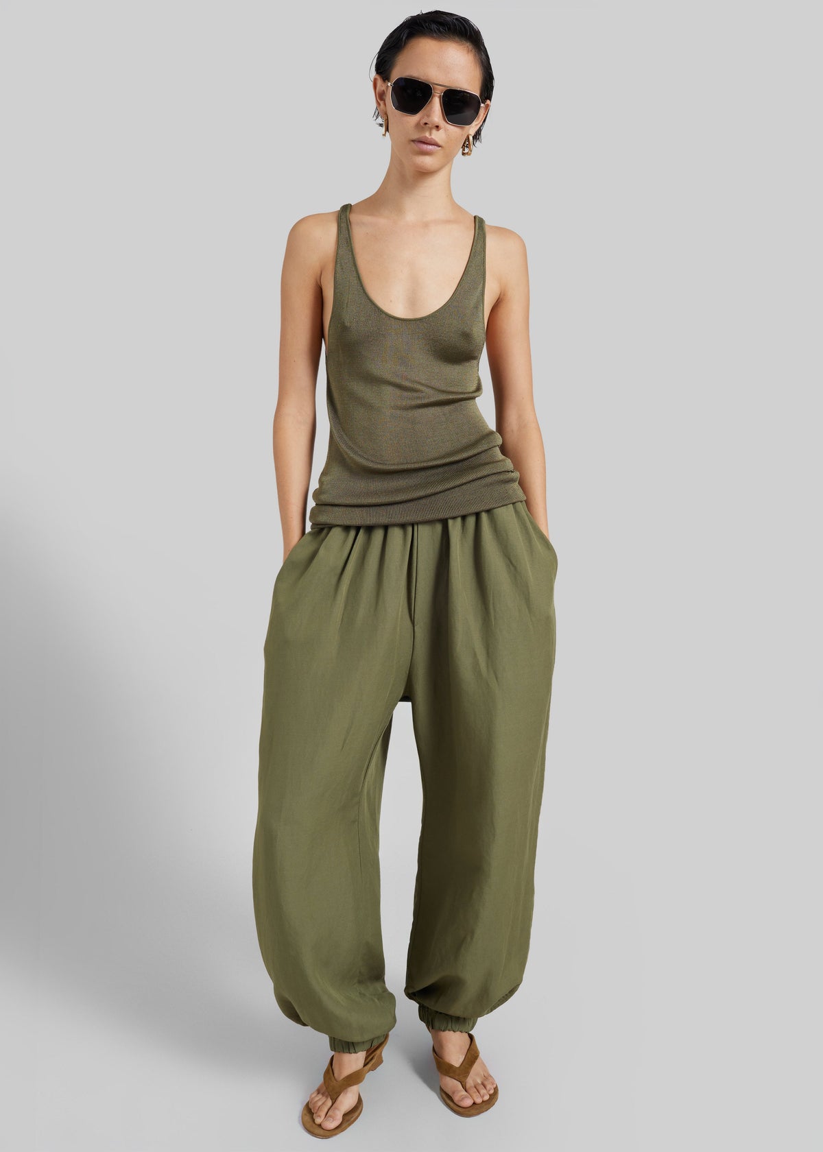 Morat Linen Balloon Pants - Olive – view 5 of 8