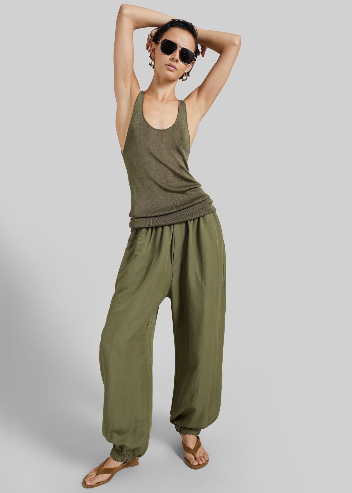 Morat Linen Balloon Pants - Olive – view 2 of 8