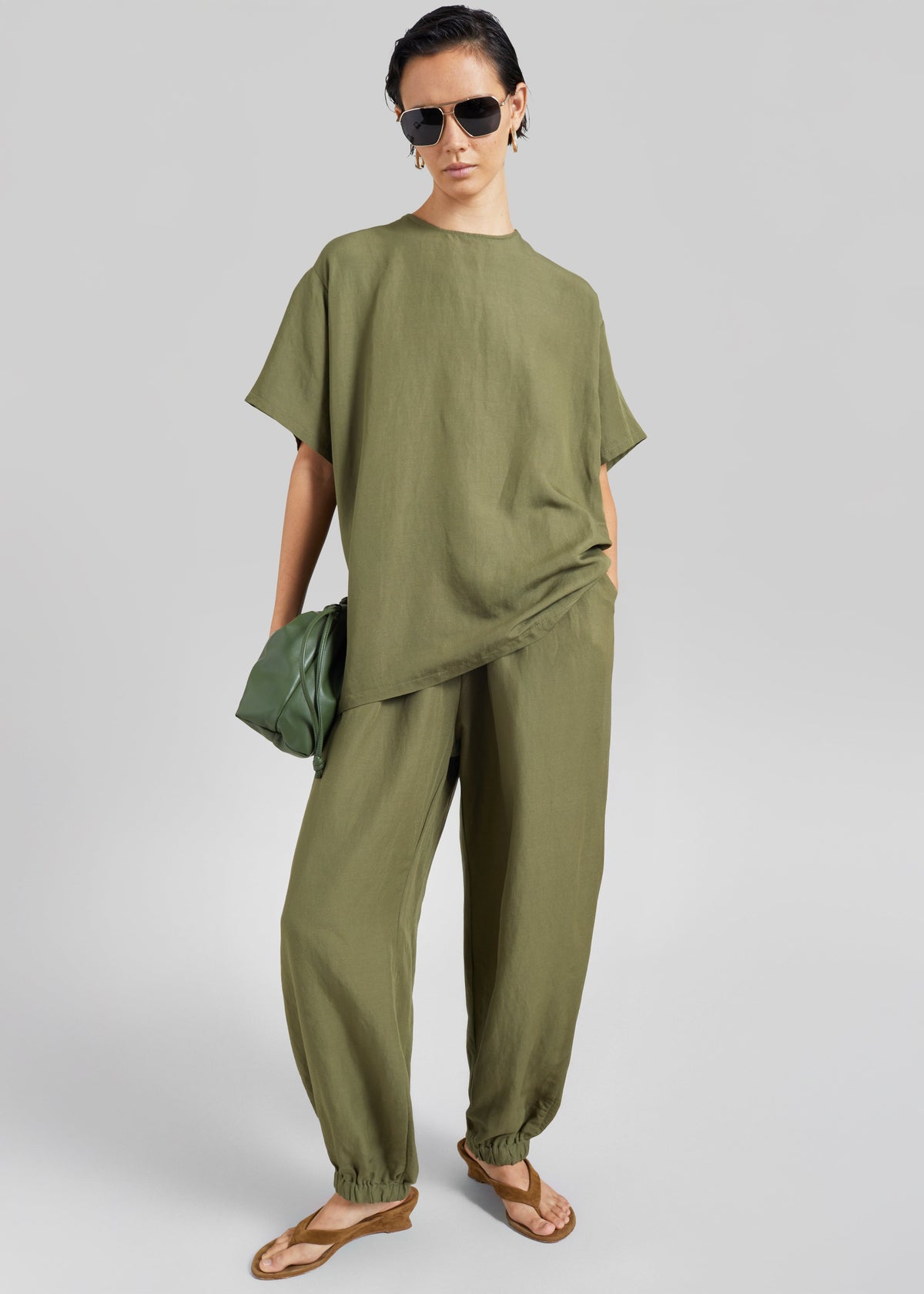 Morat Linen Balloon Pants - Olive – view 1 of 8