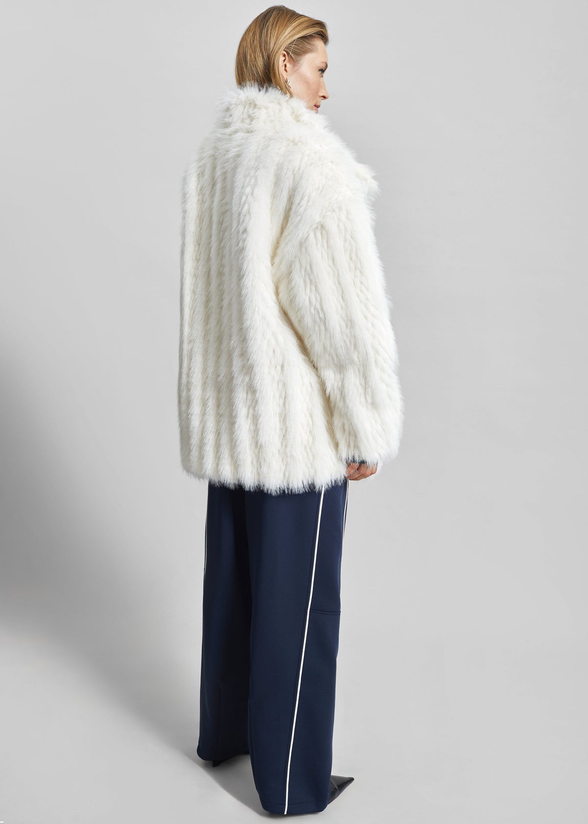 Mortisa Faux Fur Belted Short Coat - Off White – view 9 of 11