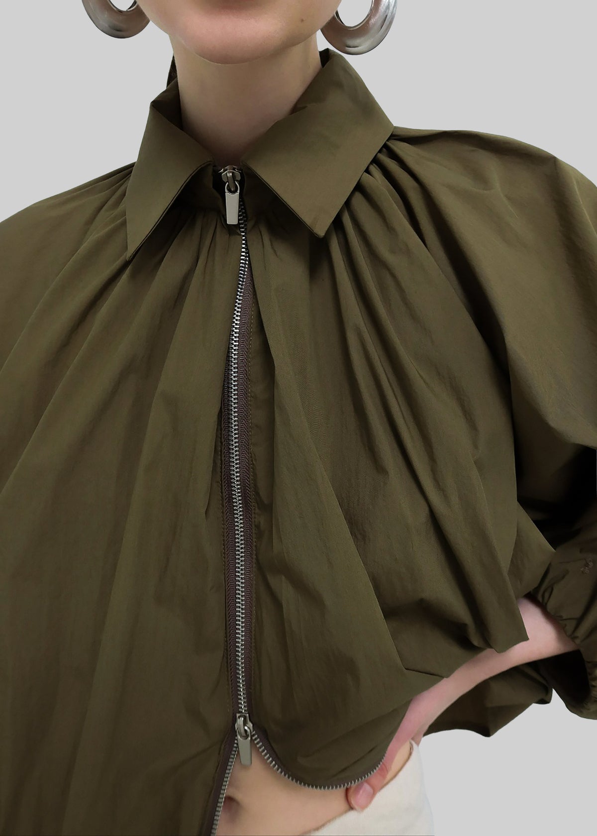 Murray Batwing Sleeve Balloon Jacket - Olive Brown – view 6 of 11