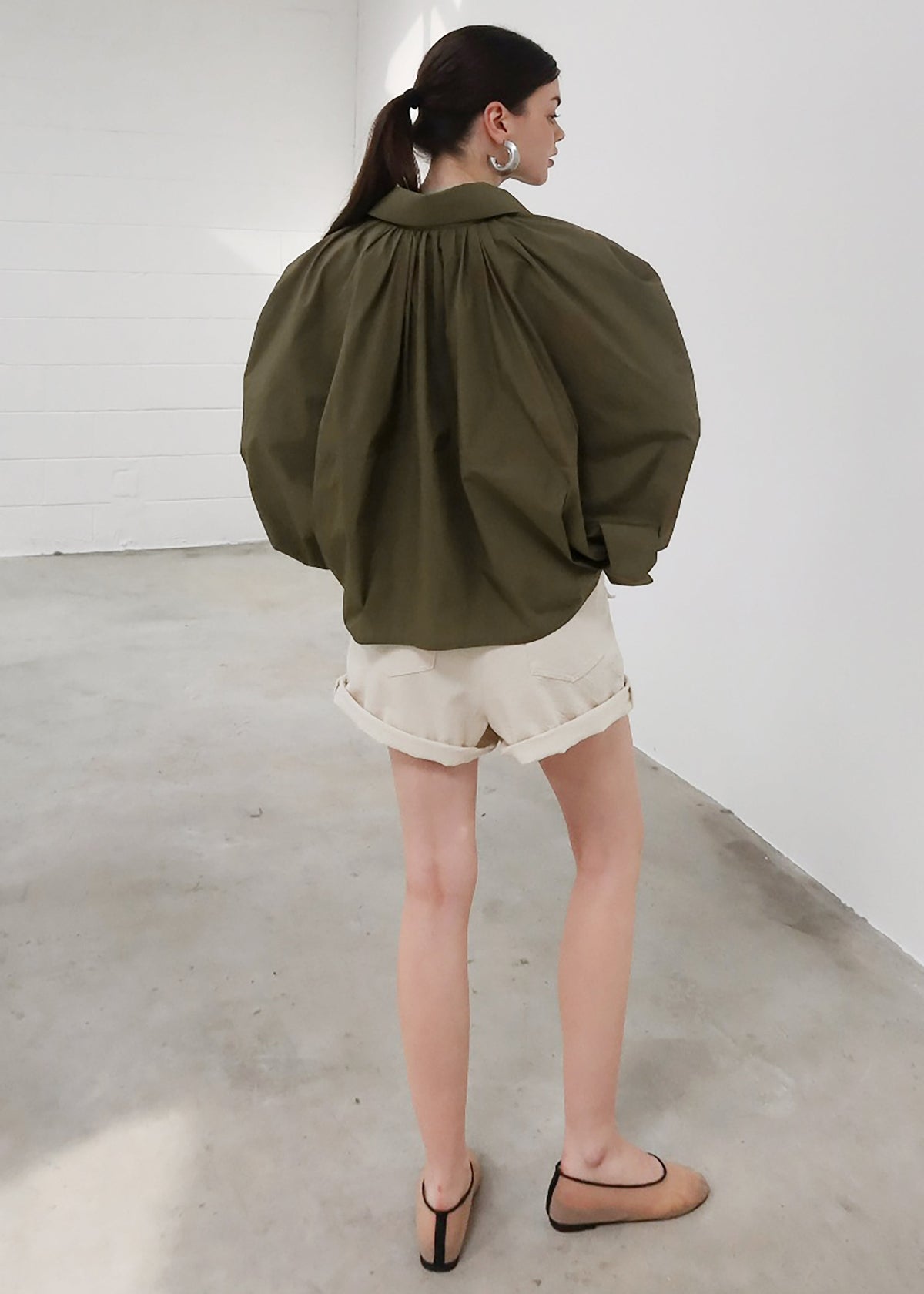 Murray Batwing Sleeve Balloon Jacket - Olive Brown – view 10 of 11