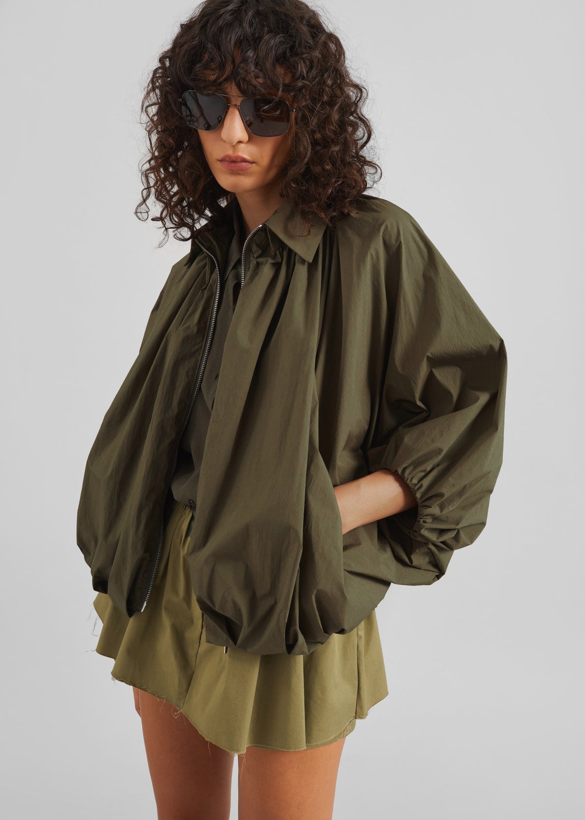 Murray Batwing Sleeve Balloon Jacket - Olive Brown – view 1 of 11