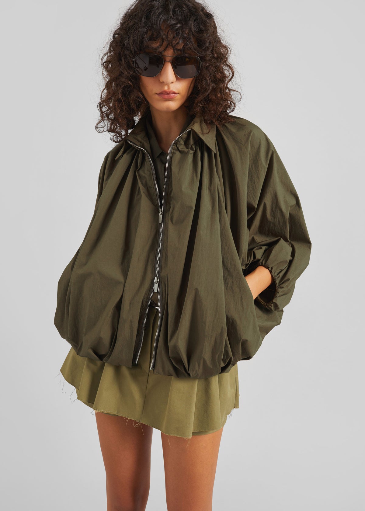 Murray Batwing Sleeve Balloon Jacket - Olive Brown – view 7 of 11