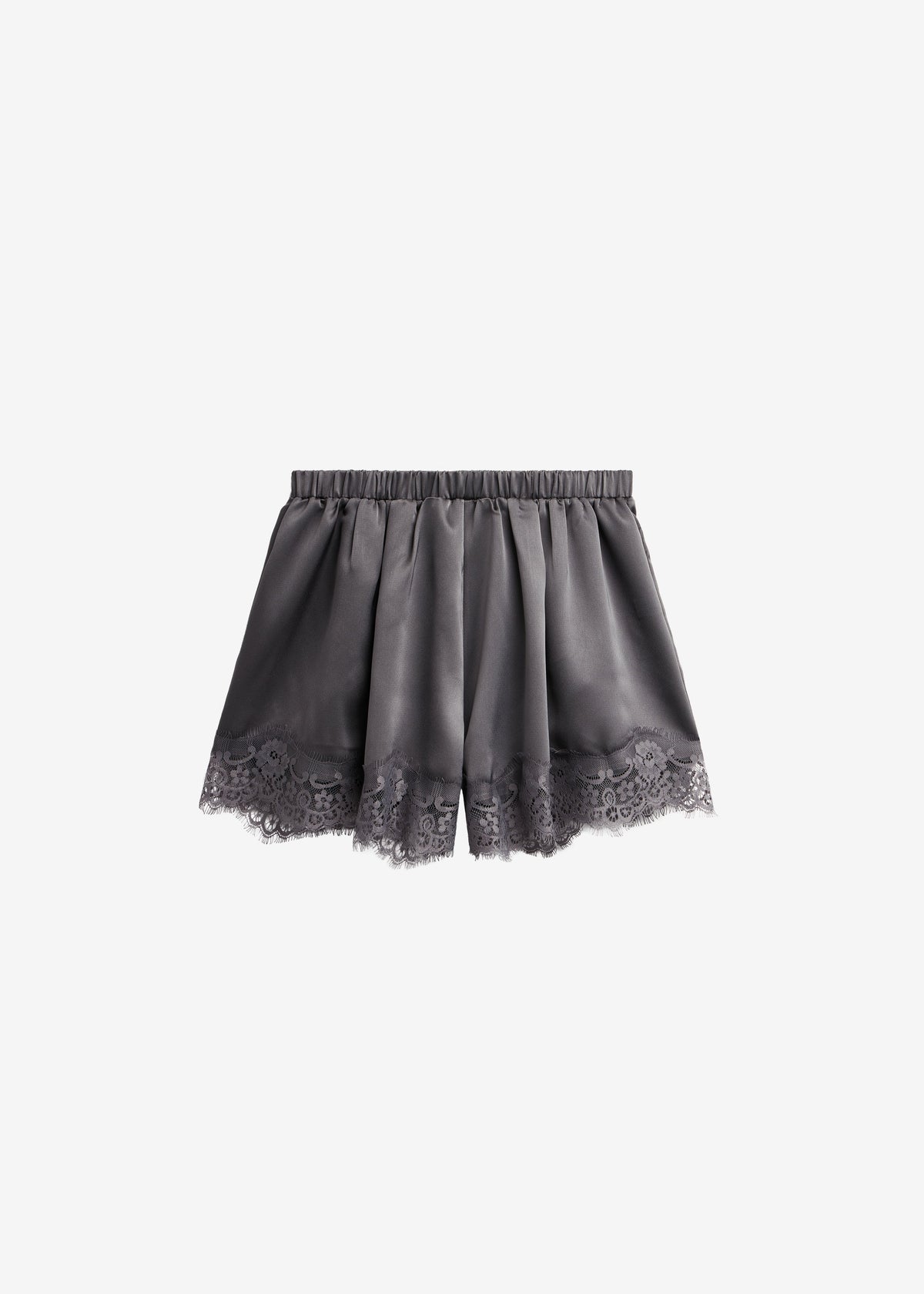 Mylah Satin Lace Trim Shorts - Slate Grey – view 10 of 10