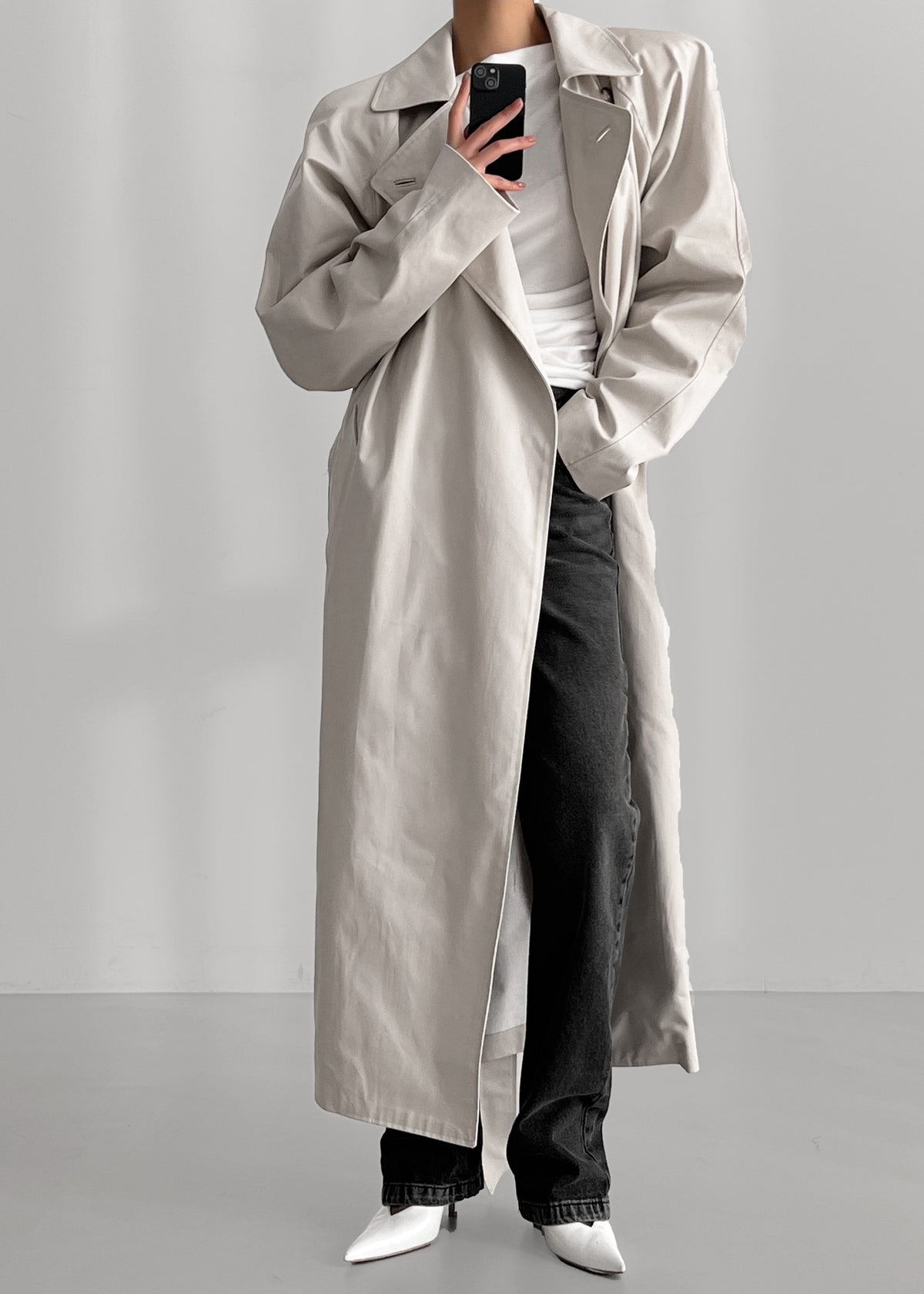 Marisol Box Shoulder Trench - Bone – view 1 of 15