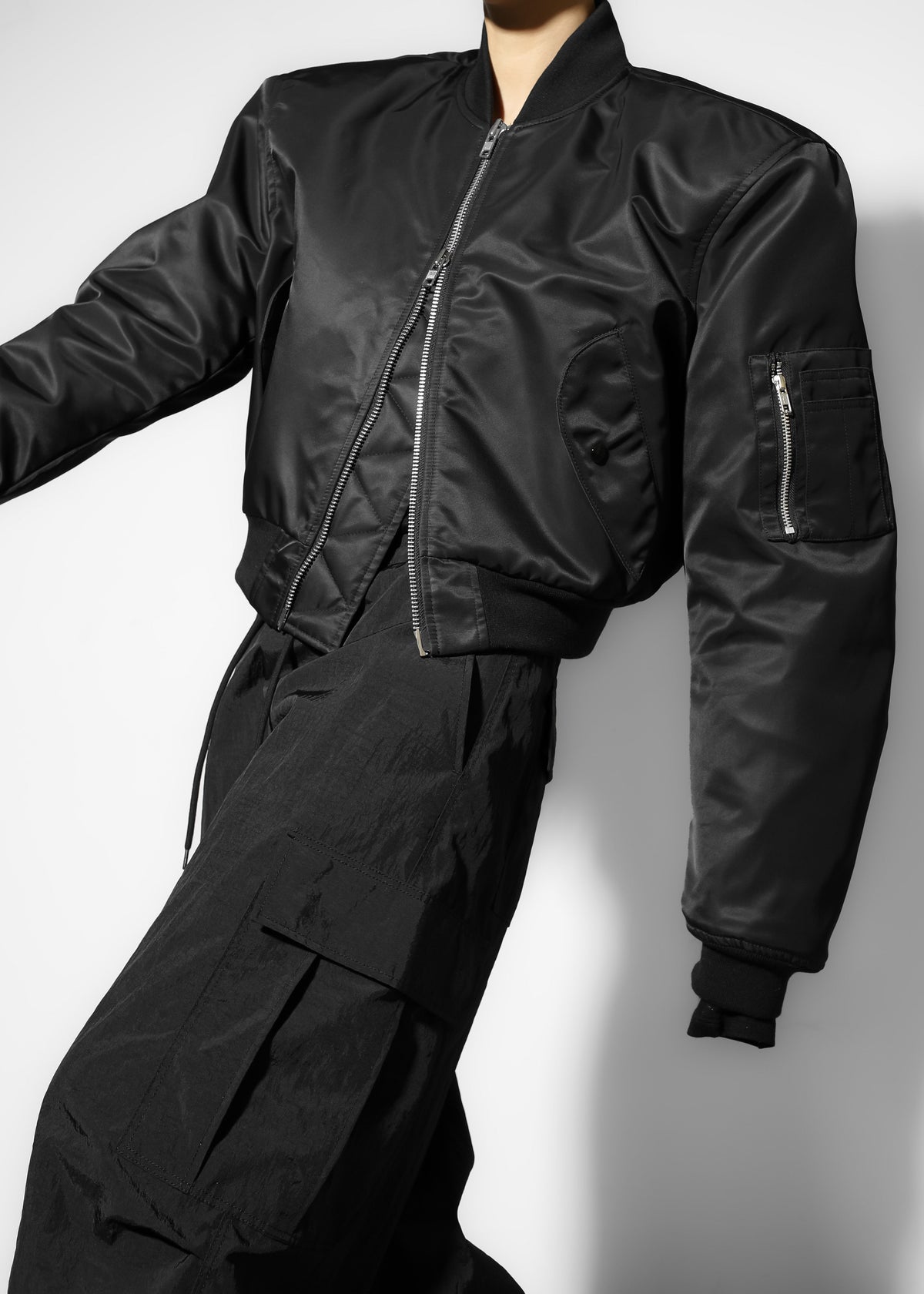 Mati Cropped Padded Bomber - Black – view 1 of 12